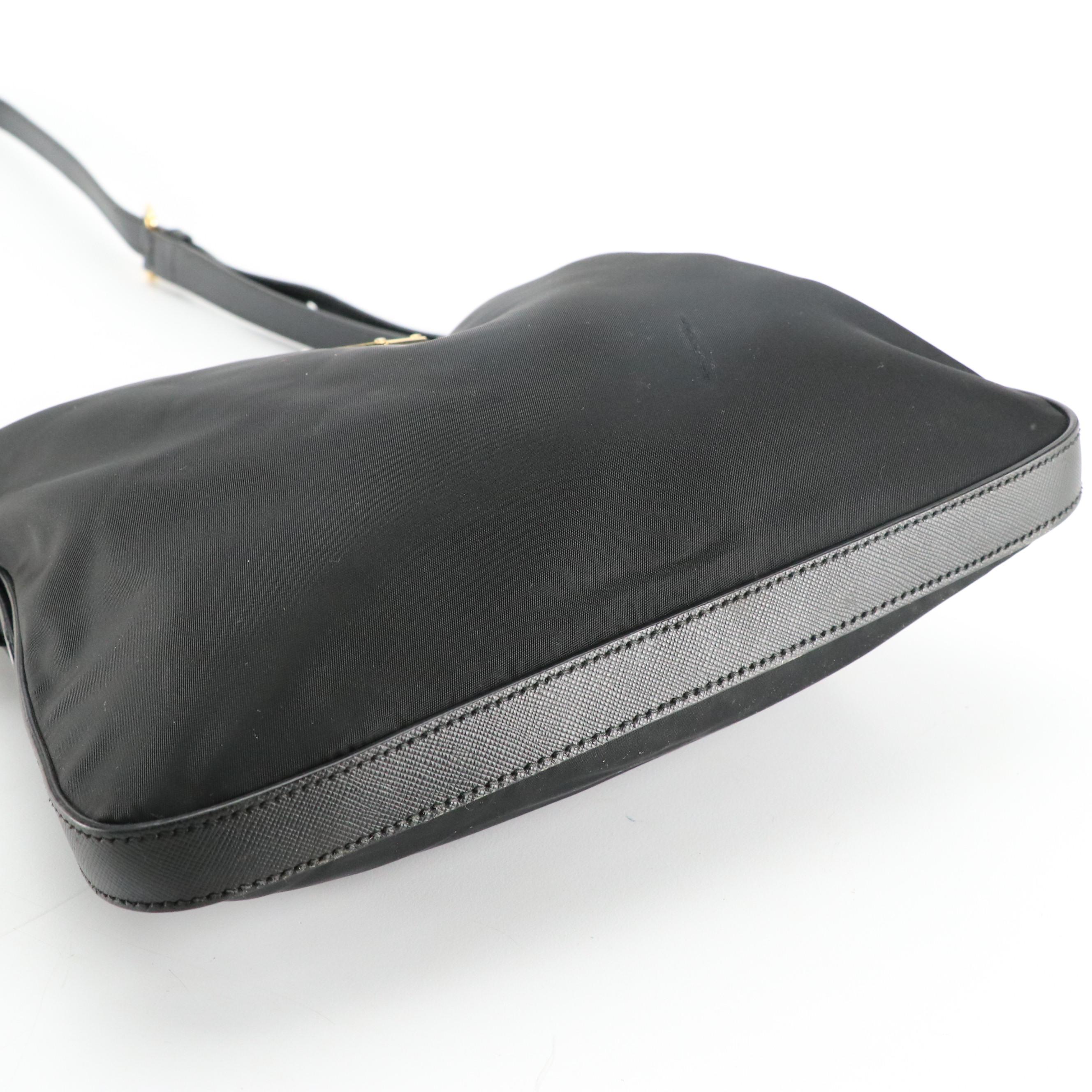 Prada Crossbody Bag in Black Nylon and Saffiano Leather Trim