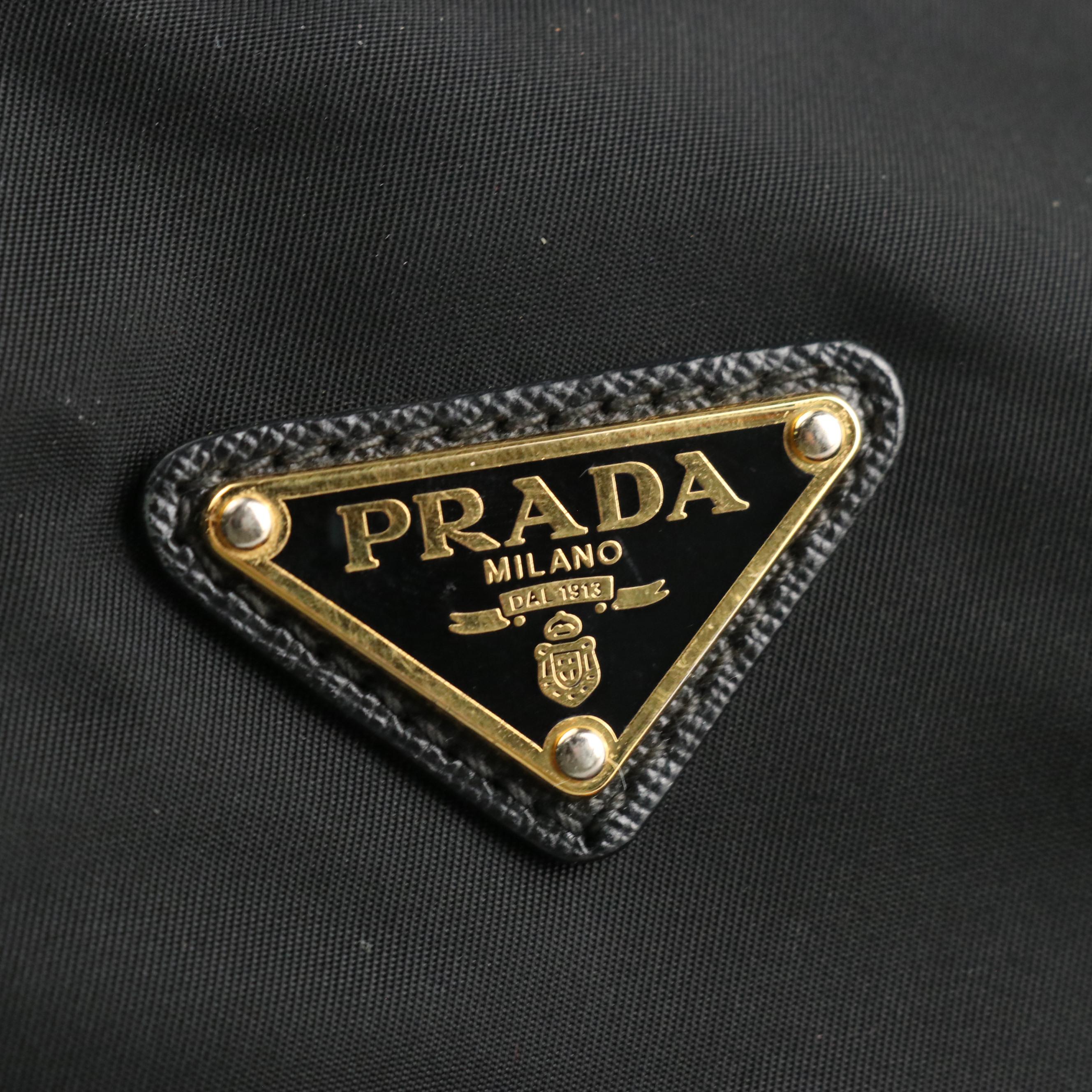 Prada Crossbody Bag in Black Nylon and Saffiano Leather Trim
