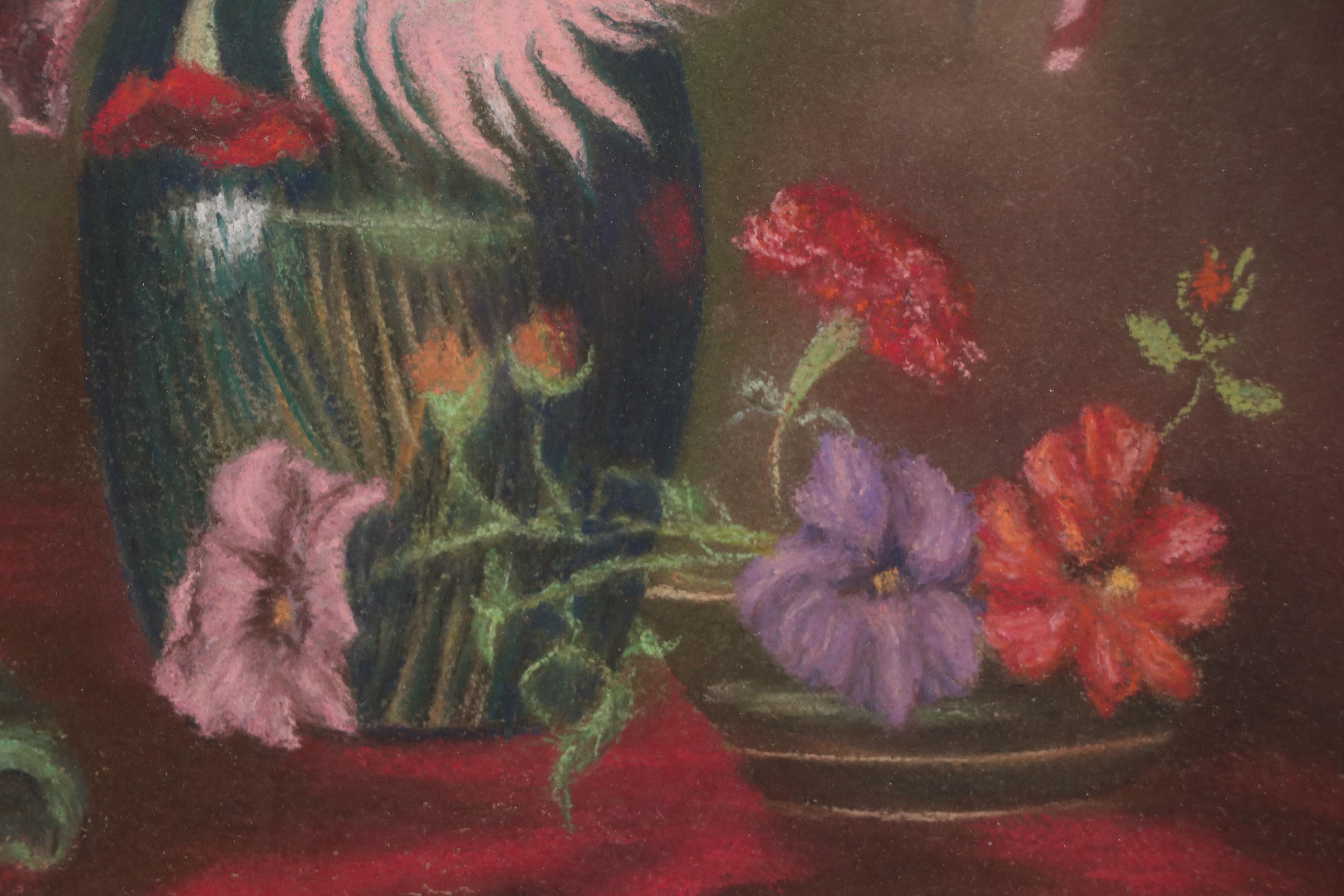 E. J. Turner Floral Still Life Pastel Drawing, 1949