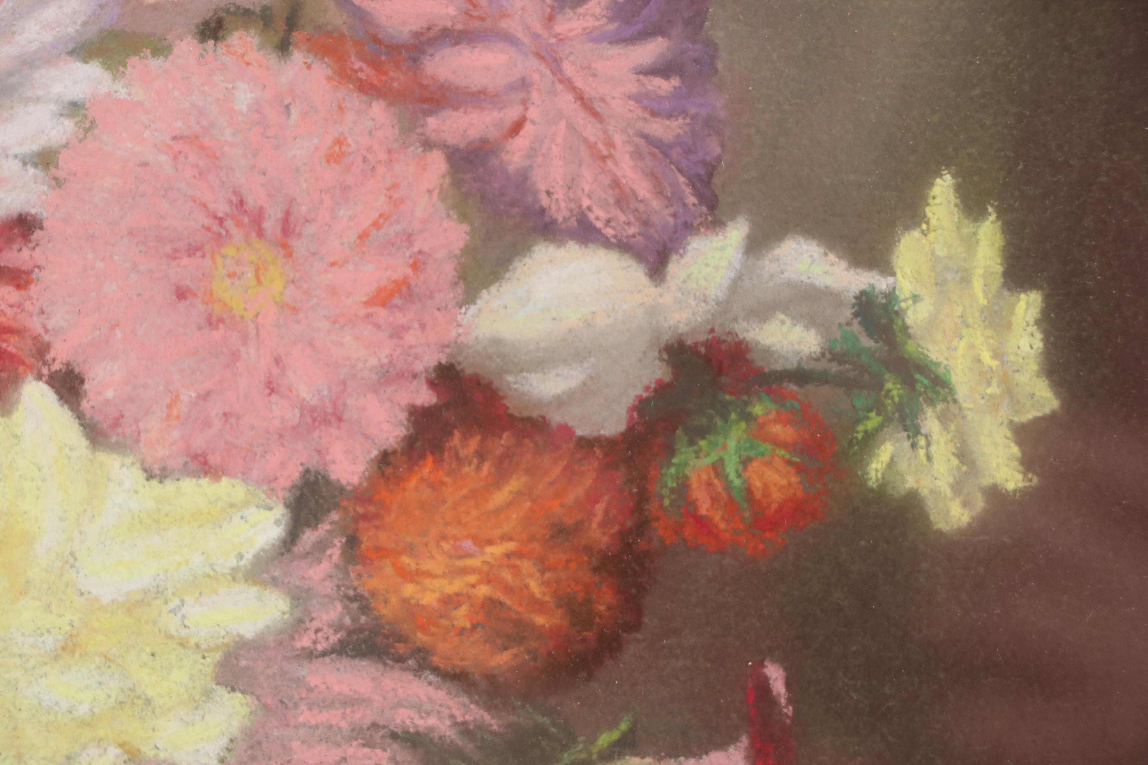E. J. Turner Floral Still Life Pastel Drawing, 1949