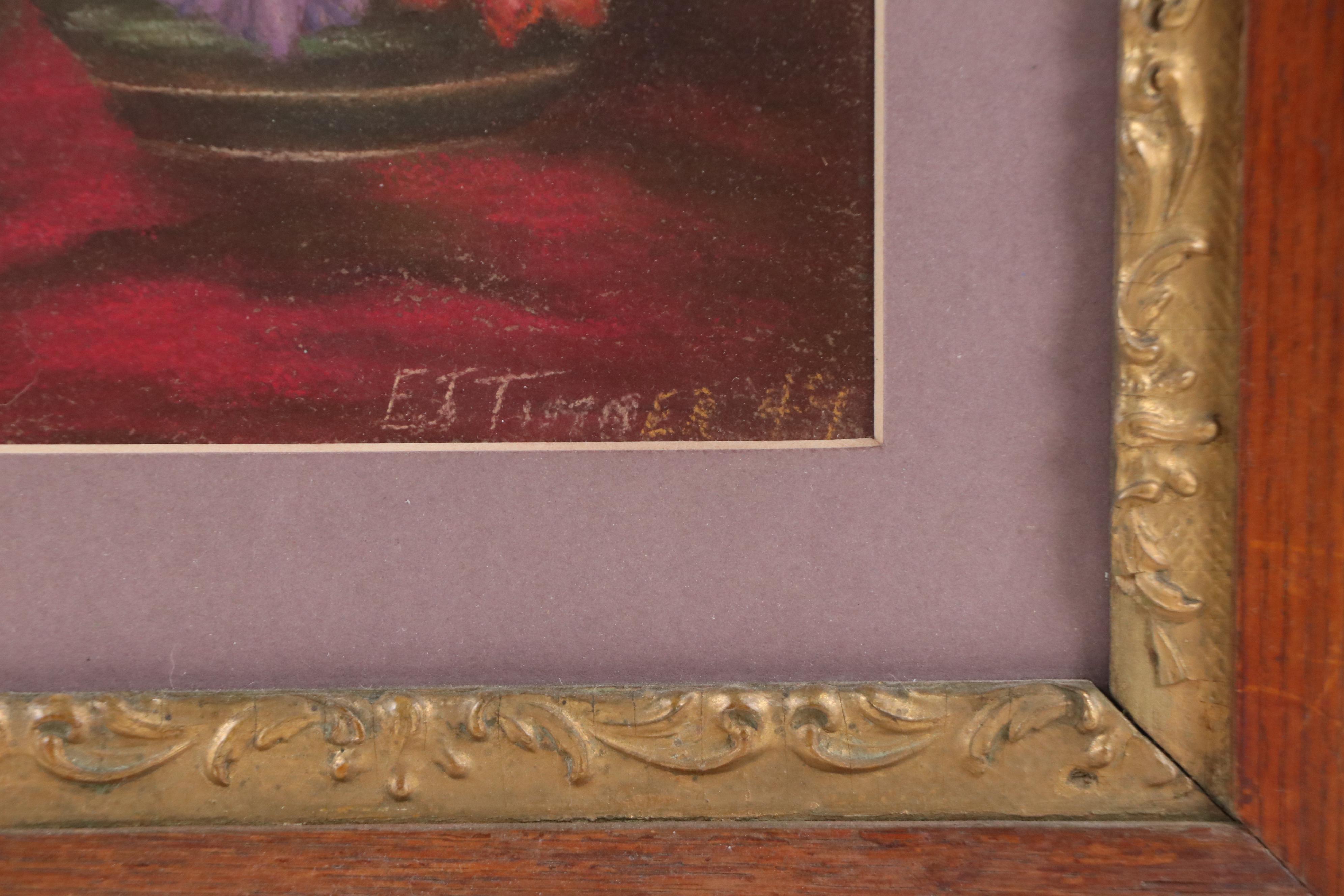 E. J. Turner Floral Still Life Pastel Drawing, 1949