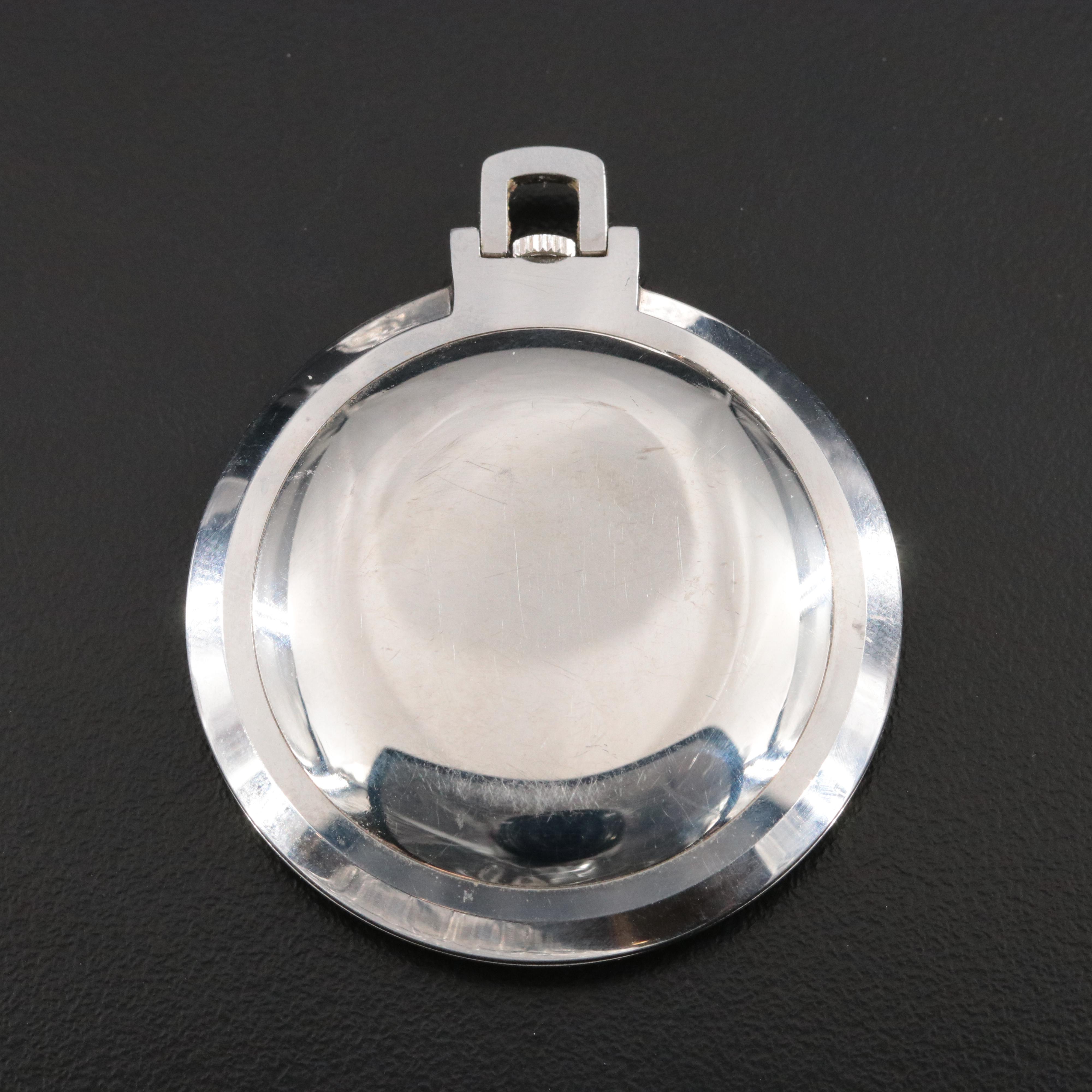 Juvenia Thin Stainless Steel Stem Wind Pocket Watch