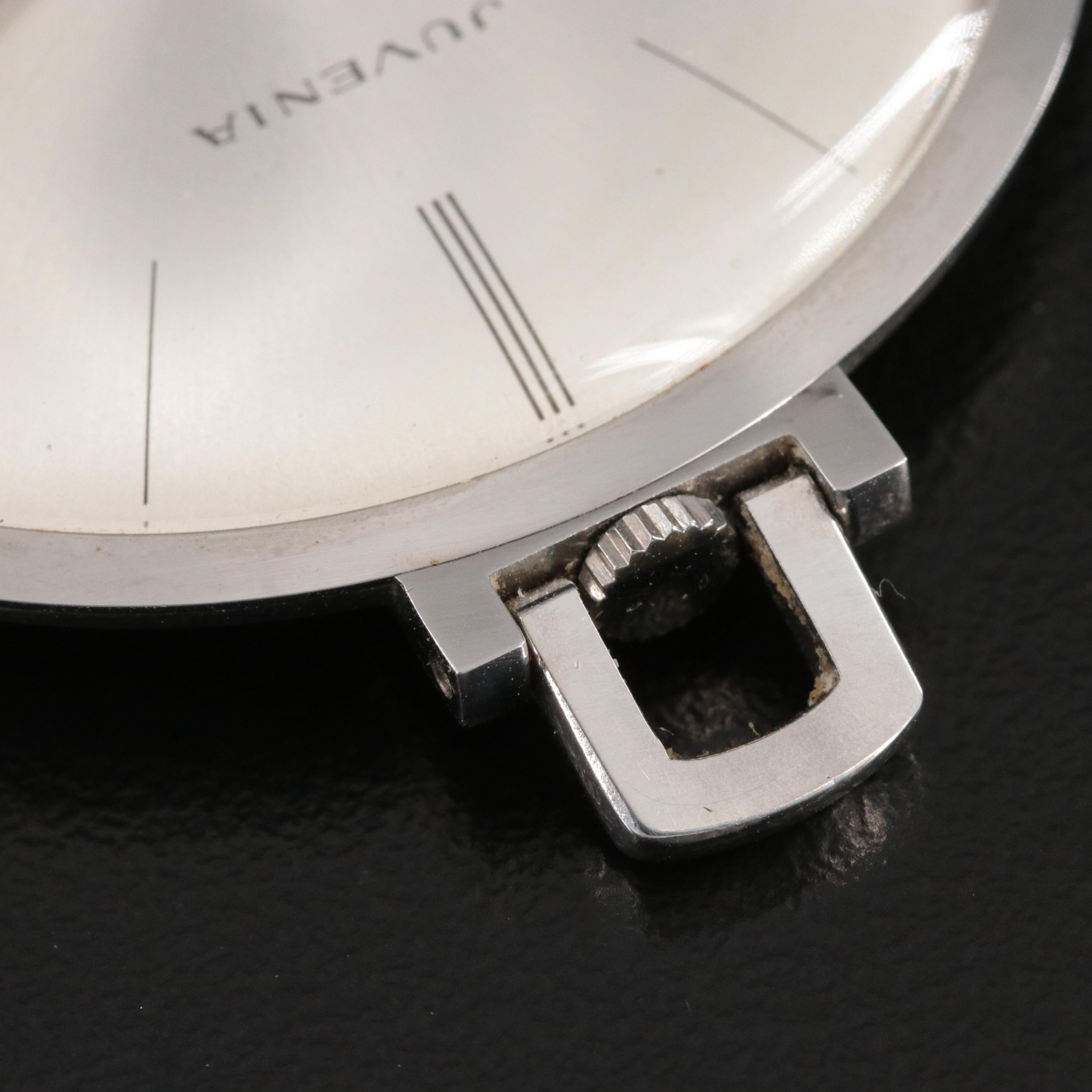 Juvenia Thin Stainless Steel Stem Wind Pocket Watch