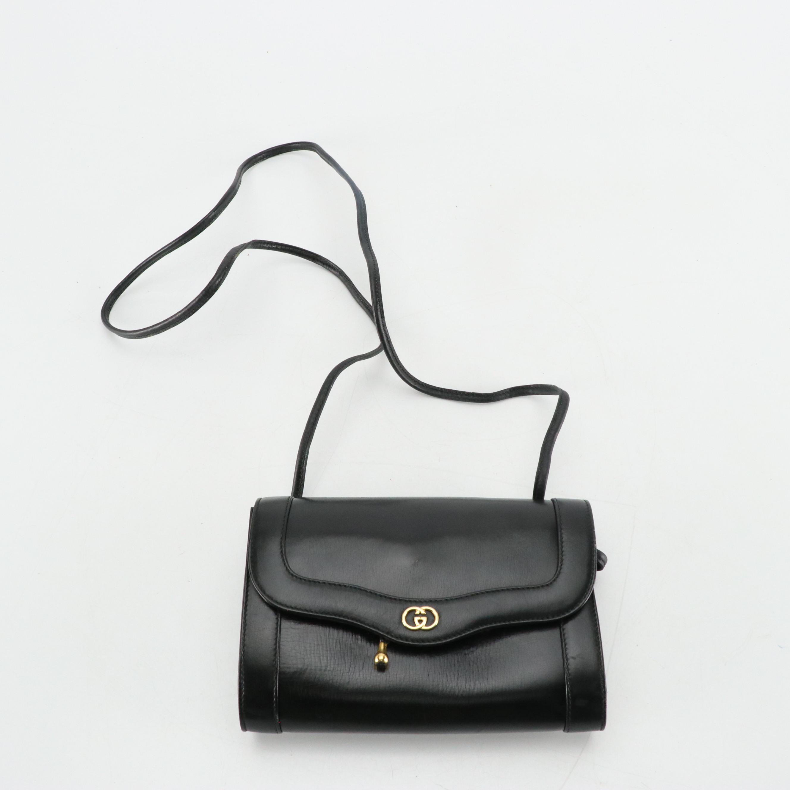 Gucci Navy Blue Leather Front-Flap Crossbody Bag