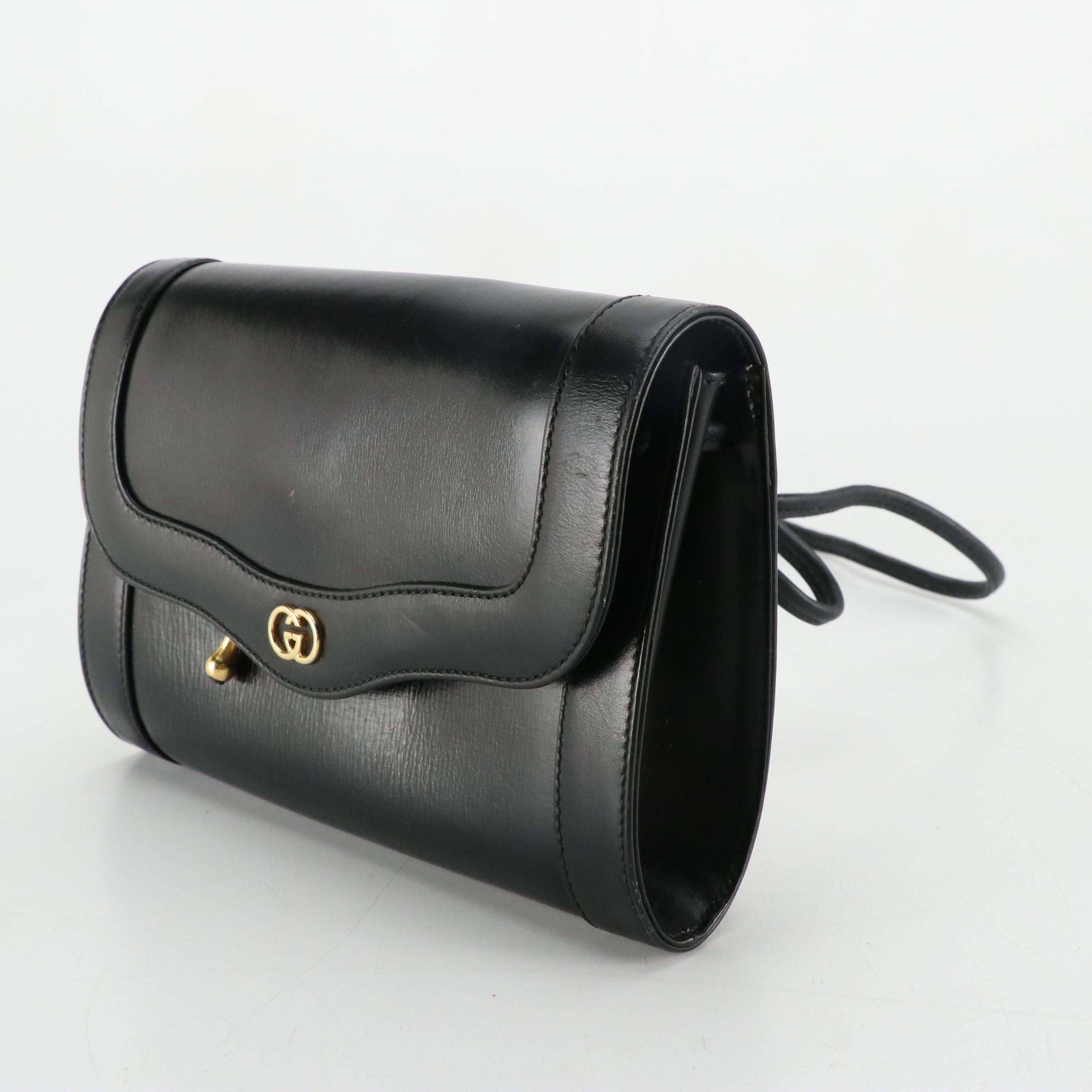 Gucci Navy Blue Leather Front-Flap Crossbody Bag