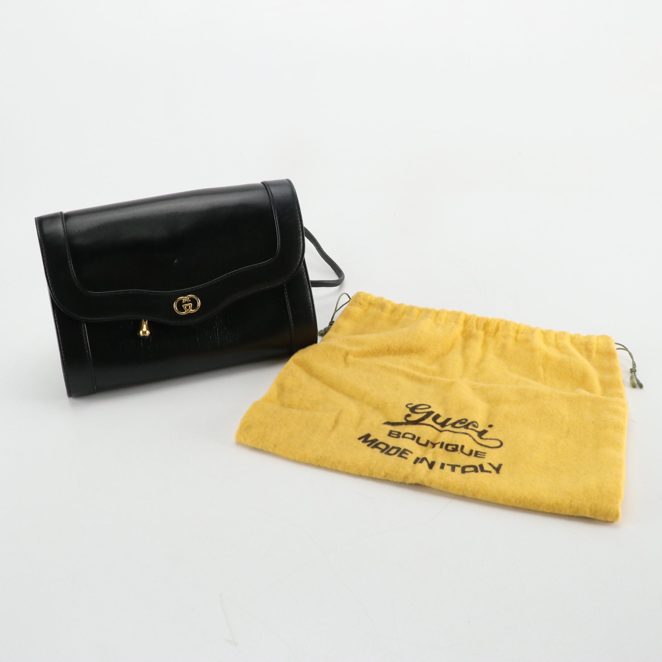 Gucci Navy Blue Leather Front-Flap Crossbody Bag