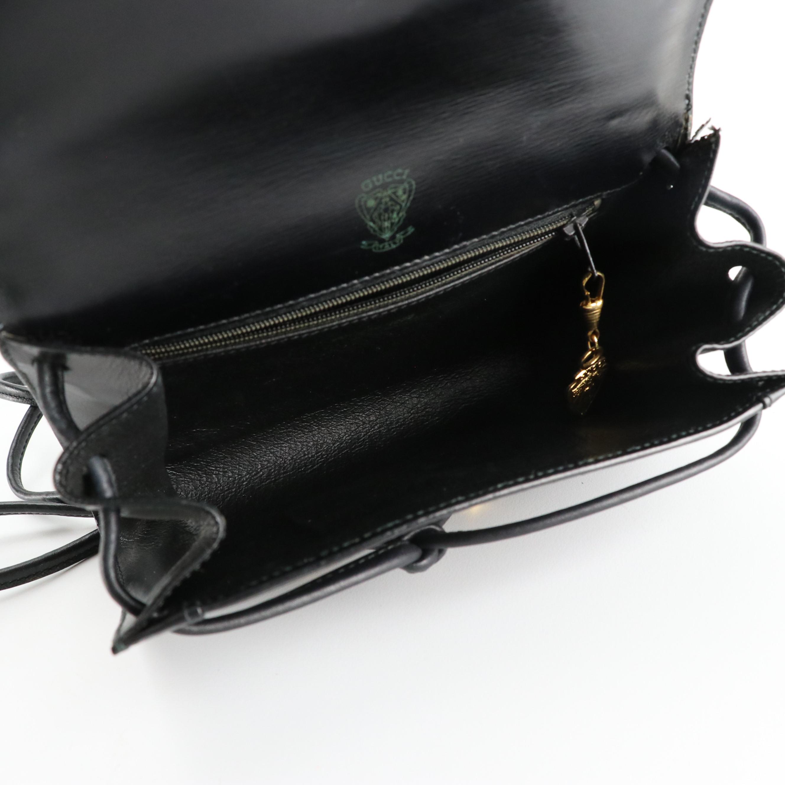 Gucci Navy Blue Leather Front-Flap Crossbody Bag