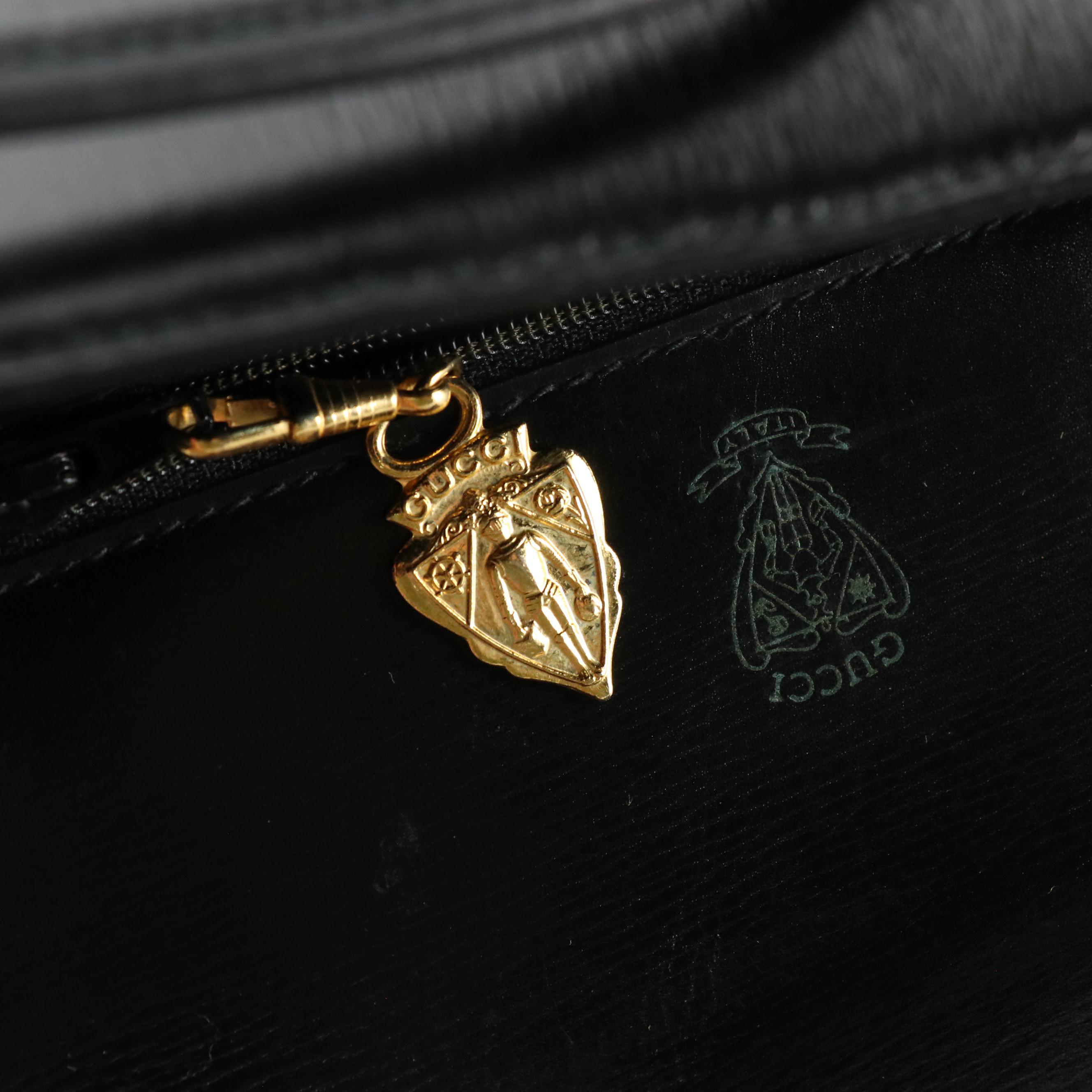 Gucci Navy Blue Leather Front-Flap Crossbody Bag