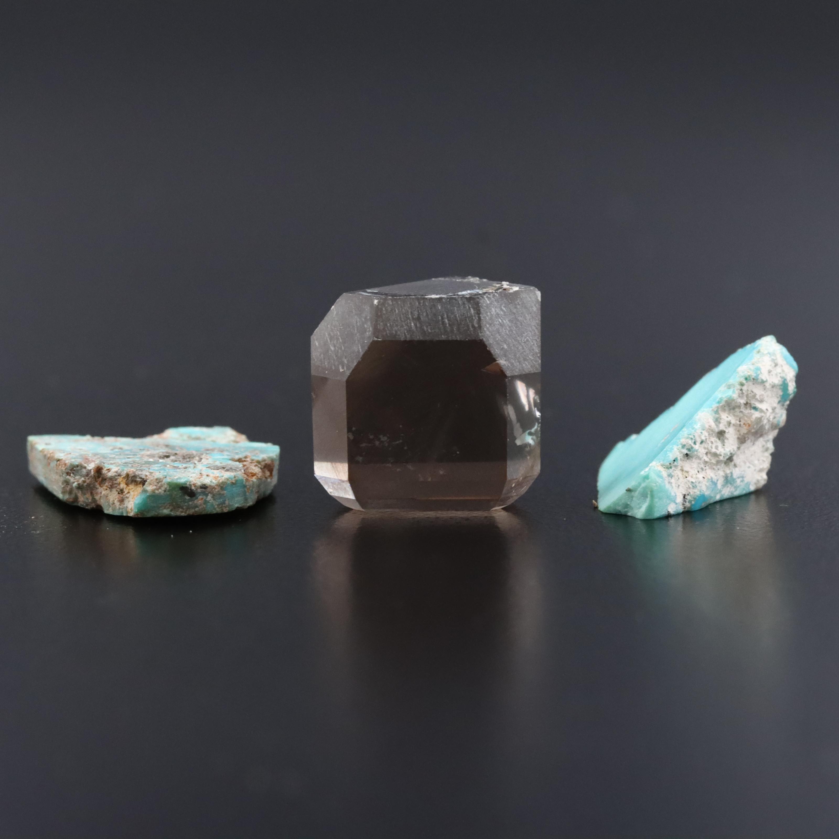 Loose Smoky Quartz and Rough Turquoise