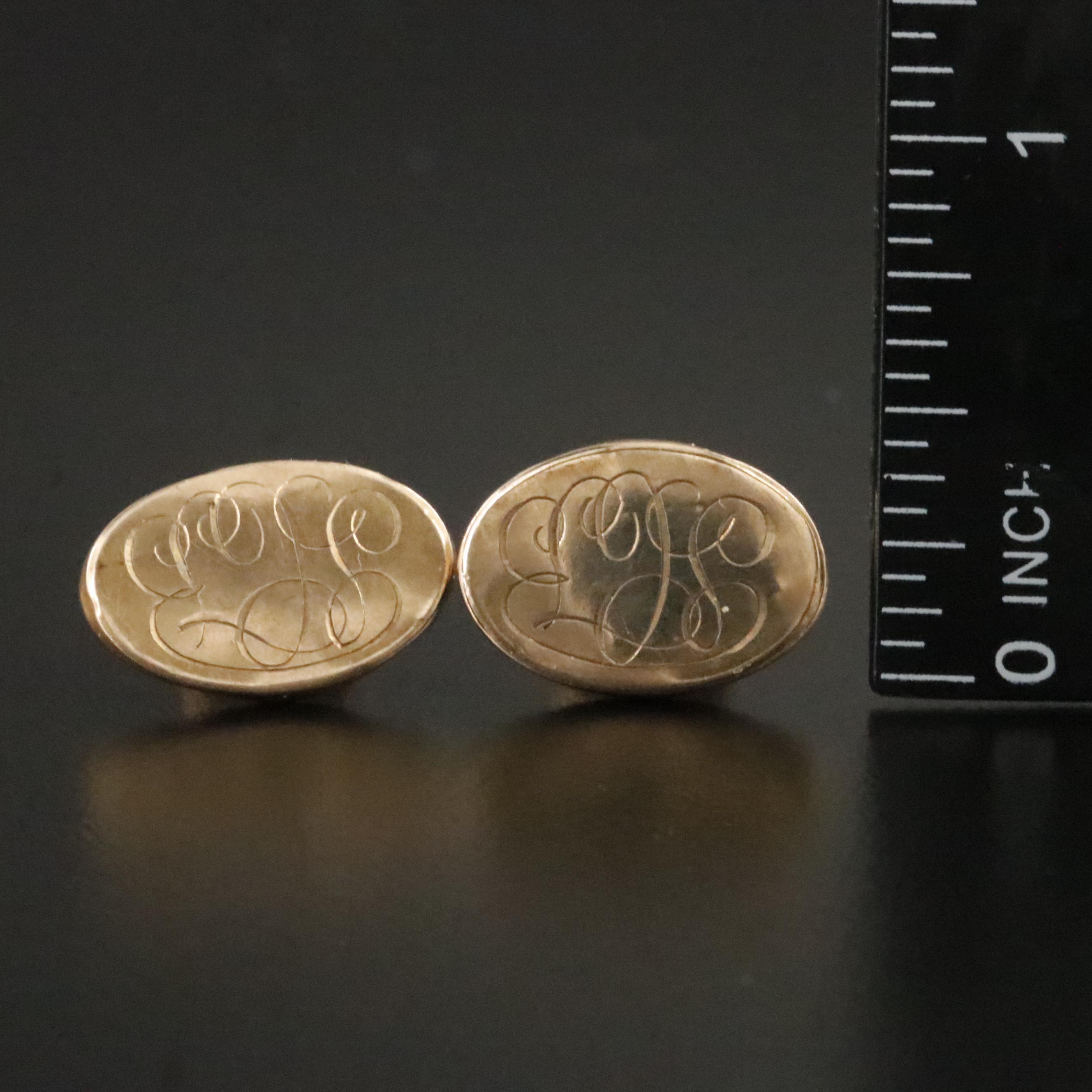 Monogrammed Antique Gold-Filled Bangle with Cufflinks