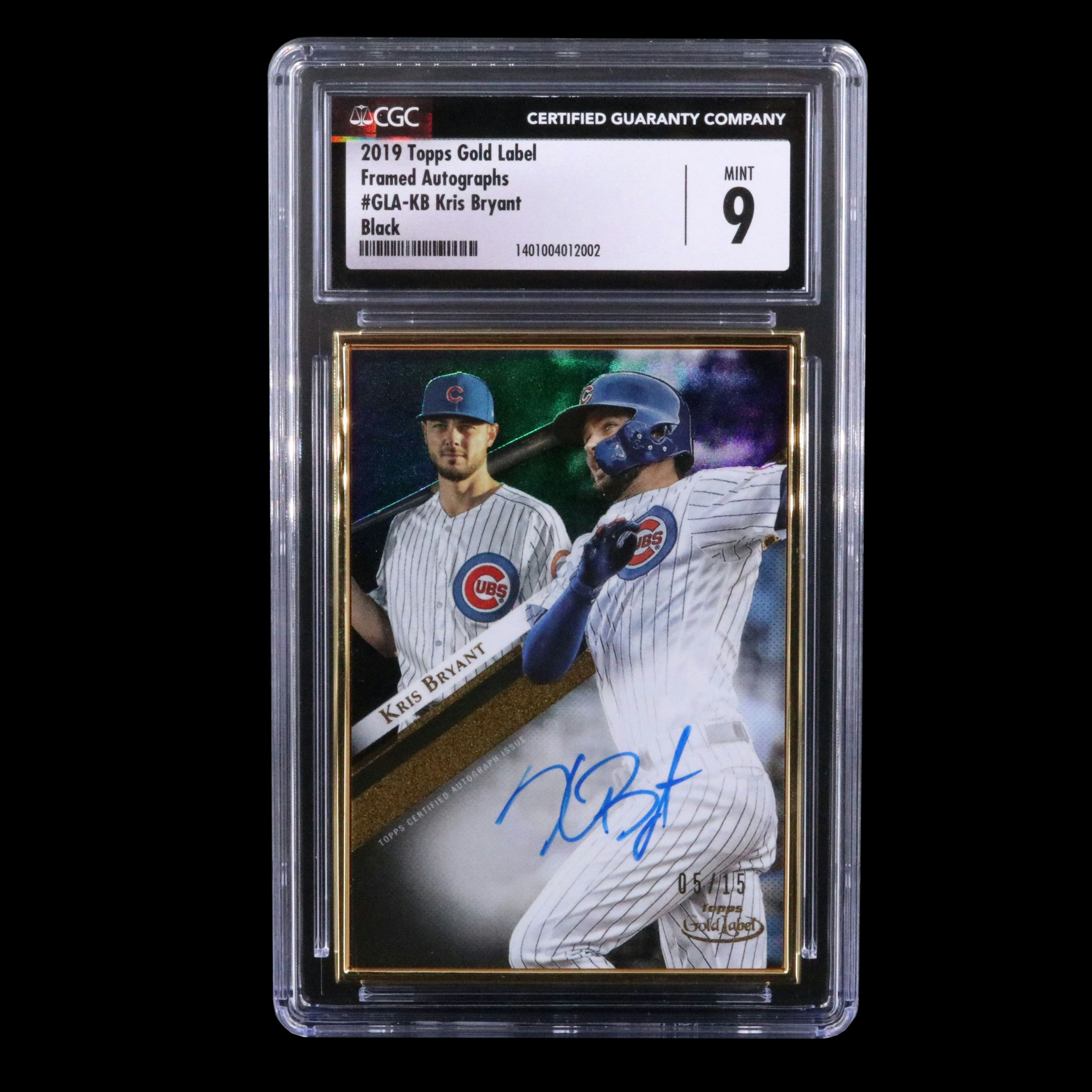 2019 Topps Gold Label Kris Bryant Signed Baseball Card No. 05/15 Graded CGC 9