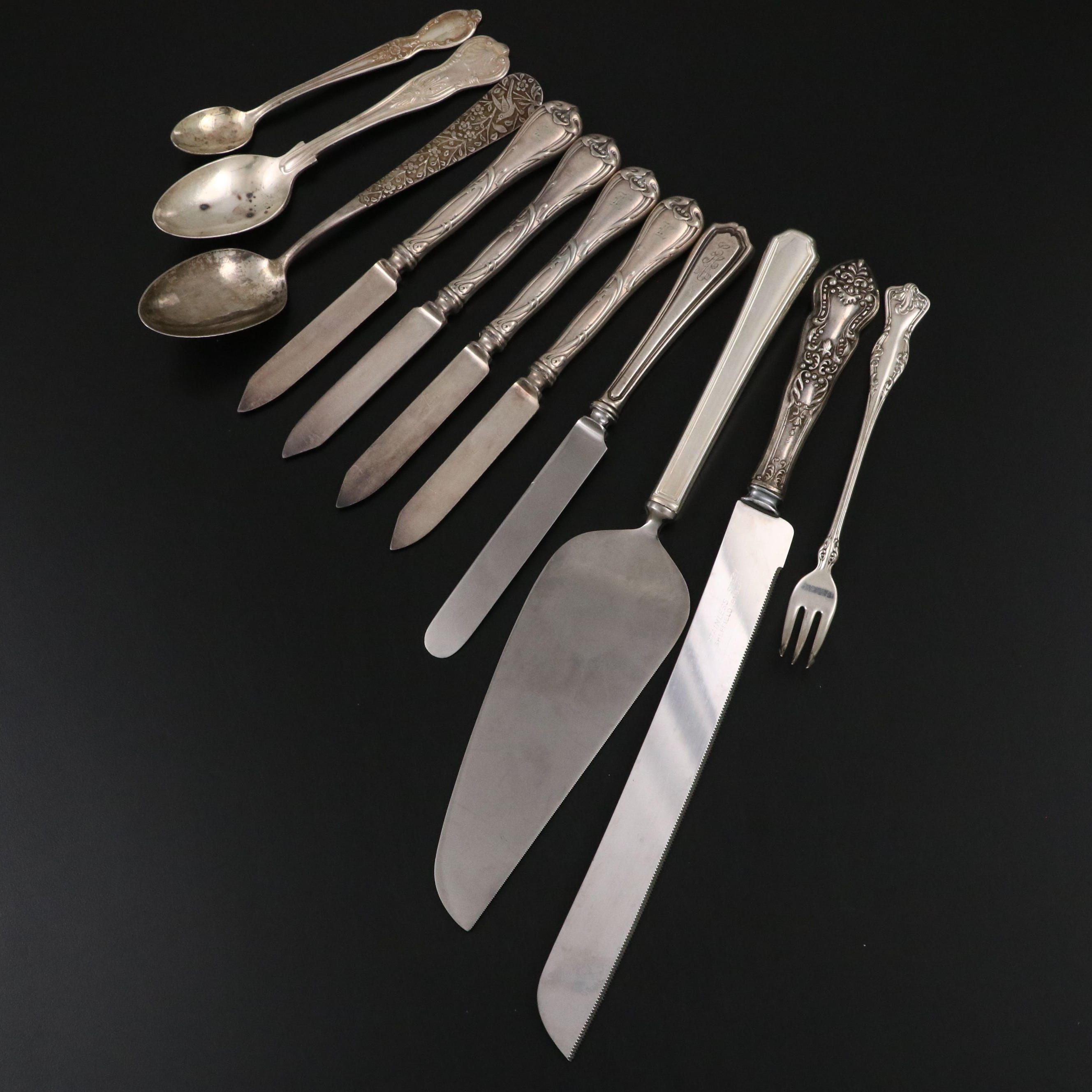 Mappin & Webb Sterling 1952 Coronation Spoon with Parcel Gilt and Other Utensils