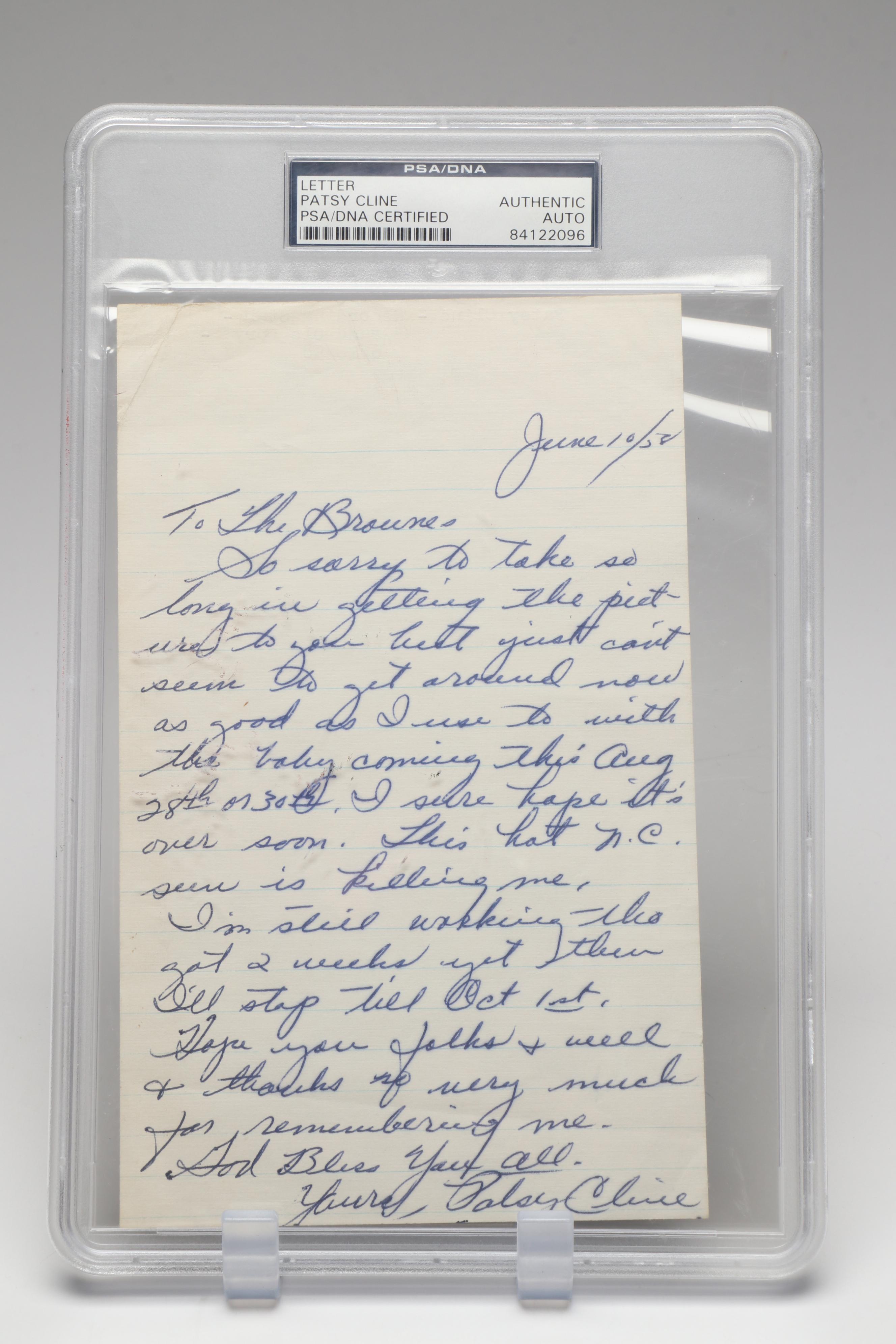 Patsy Cline Signed Letter with Sheet Music and CD