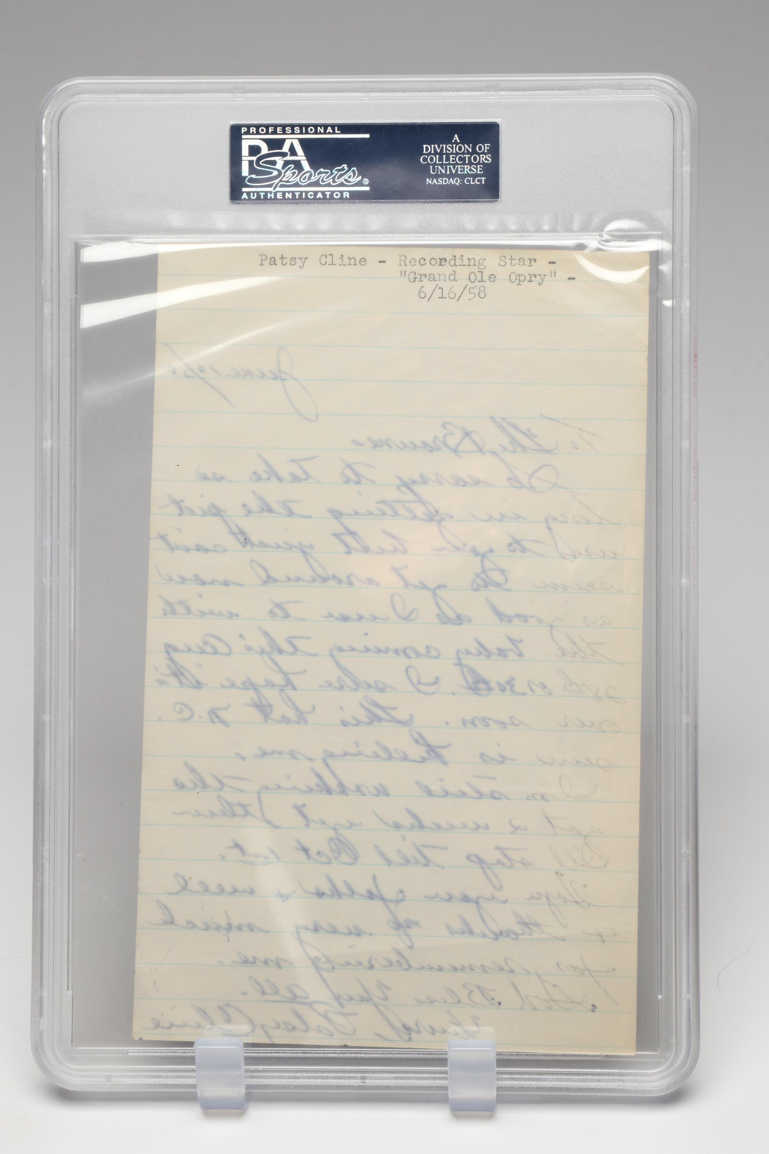 Patsy Cline Signed Letter with Sheet Music and CD