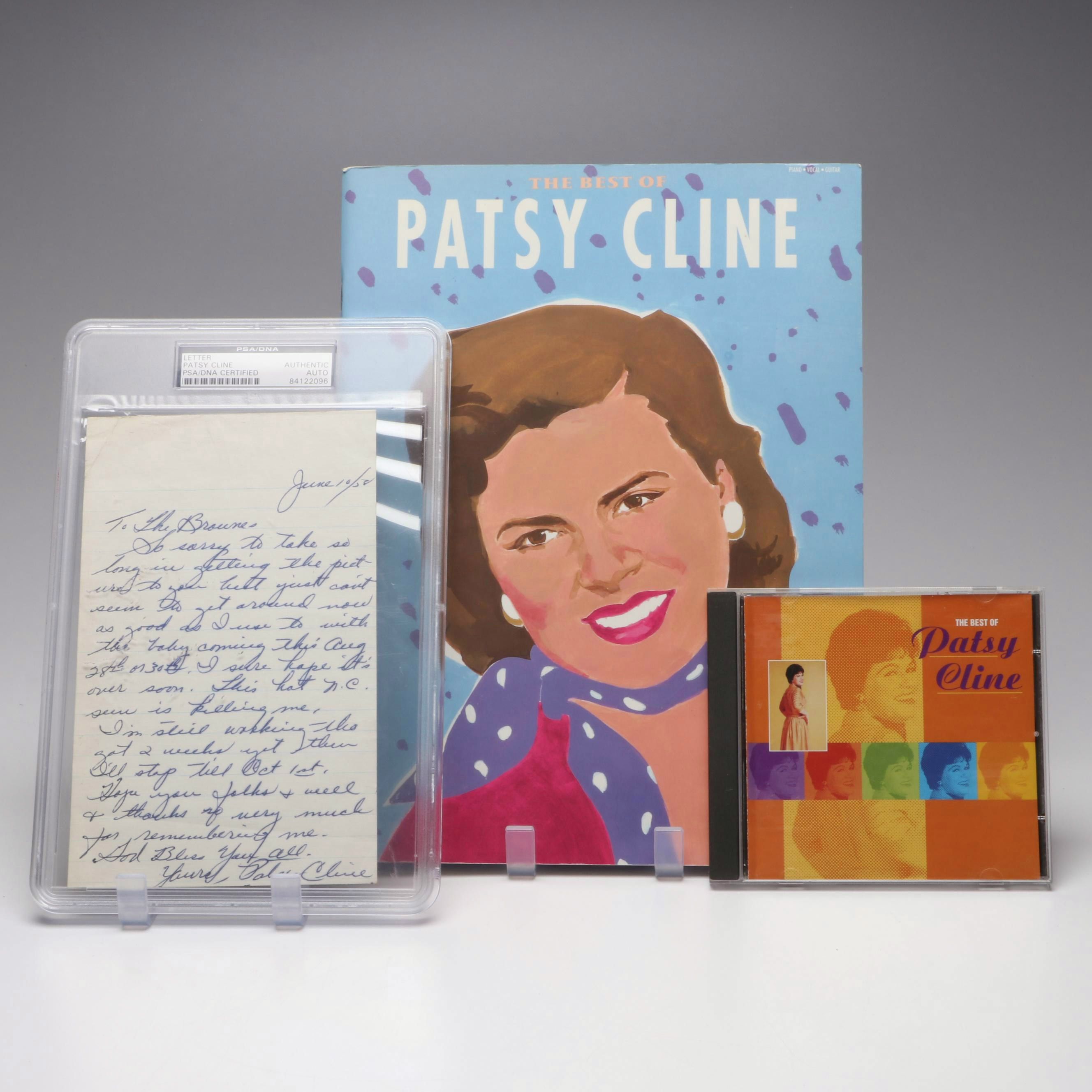 Patsy Cline Signed Letter with Sheet Music and CD