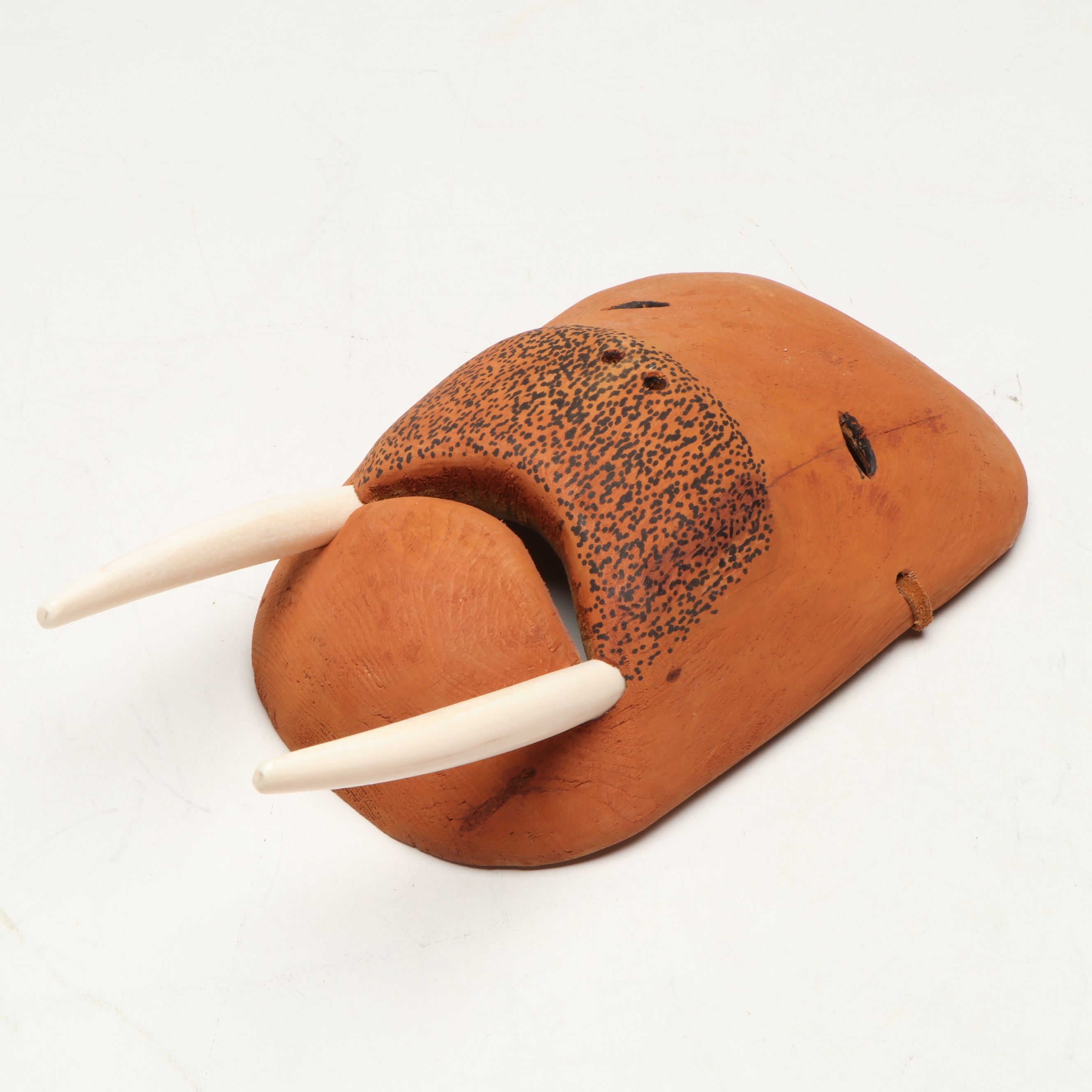Frank Ellanna Inūpiat Wood and Ivory Walrus Mask, Late 20th Century