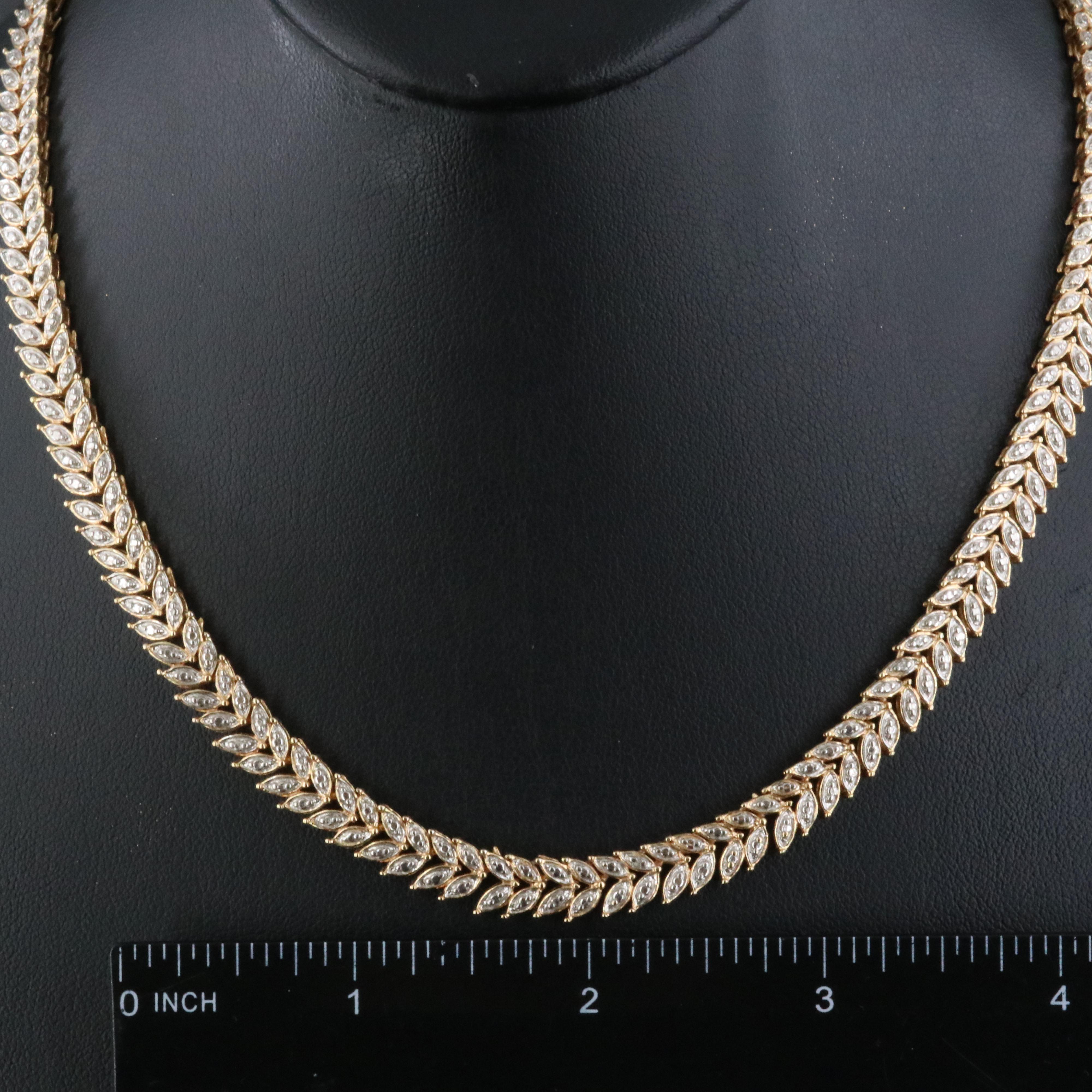 Sterling Diamond Accented Foliate Necklace
