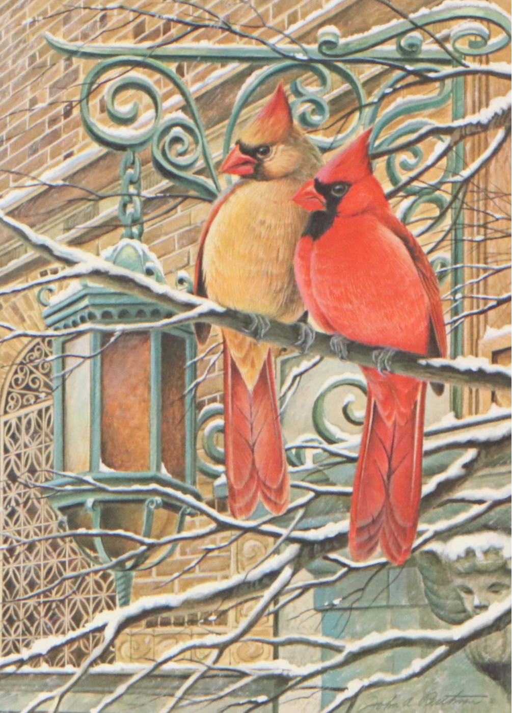 John A. Ruthven Offset Lithograph "Cardinals," 1985