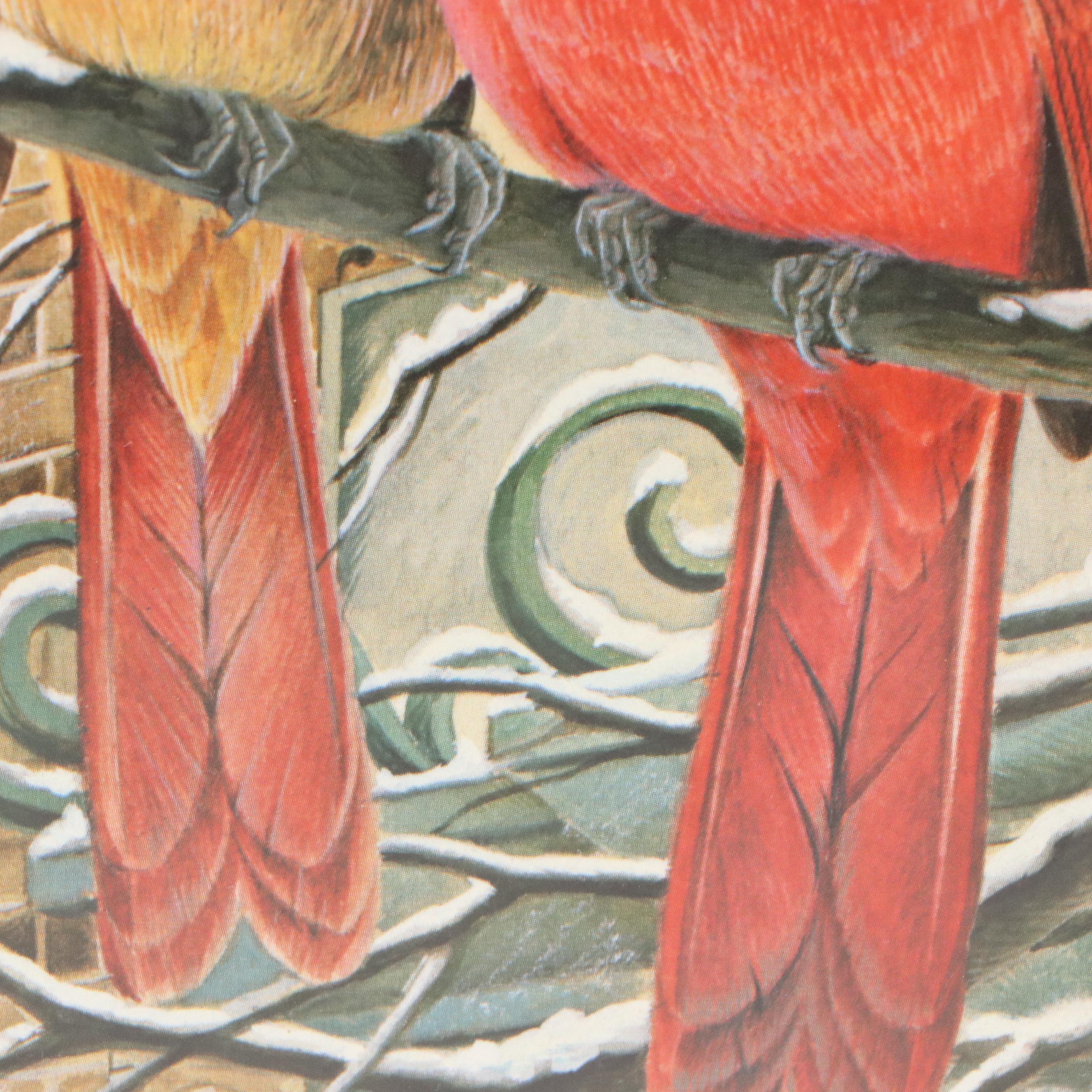 John A. Ruthven Offset Lithograph "Cardinals," 1985