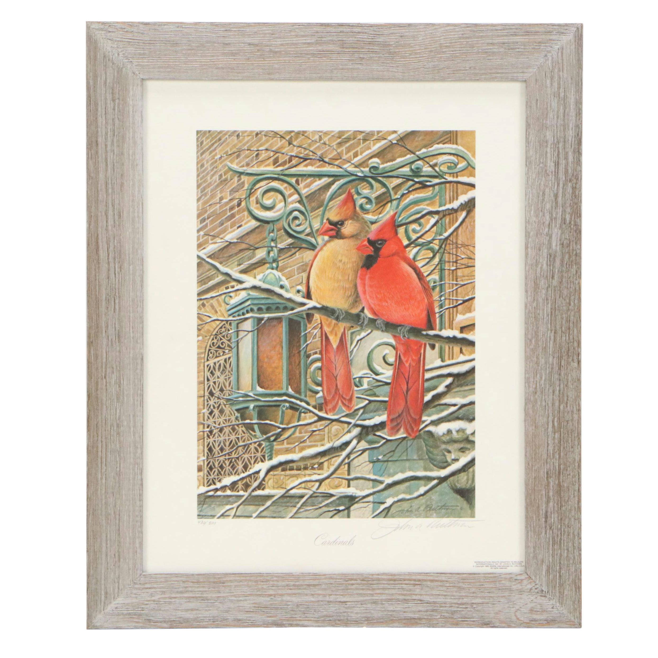 John A. Ruthven Offset Lithograph "Cardinals," 1985