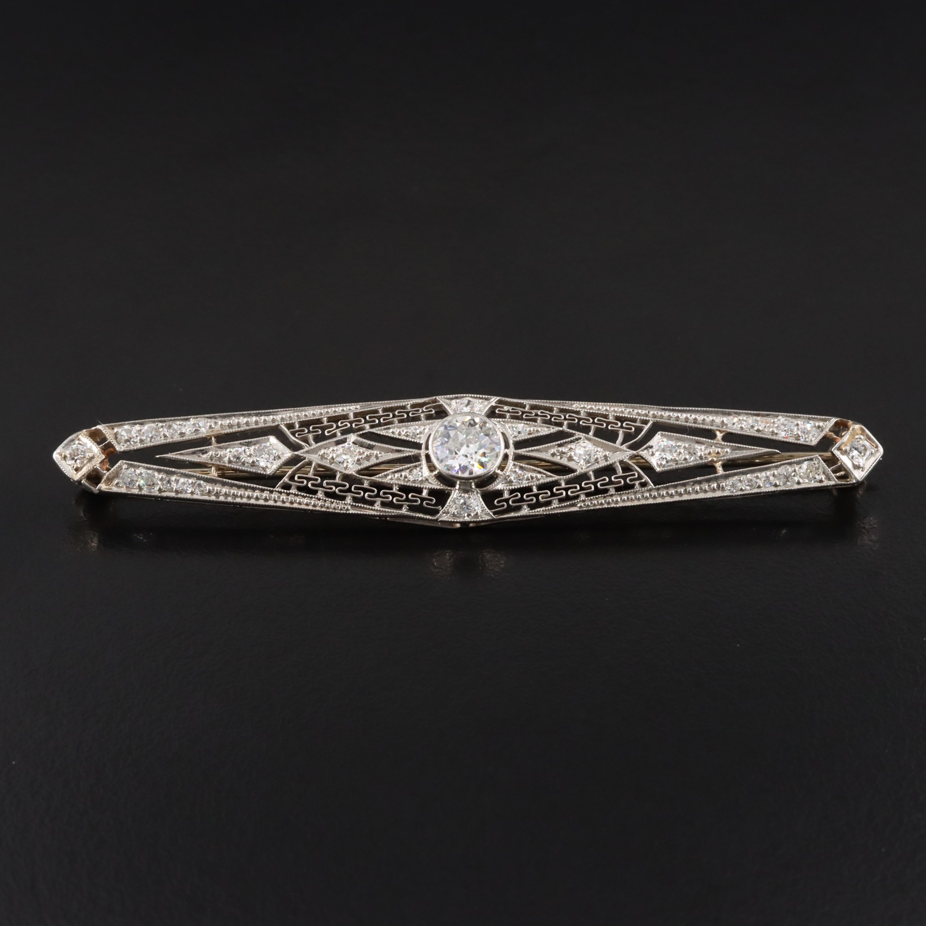 Antique Platinum 1.18 CTW Diamond Brooch