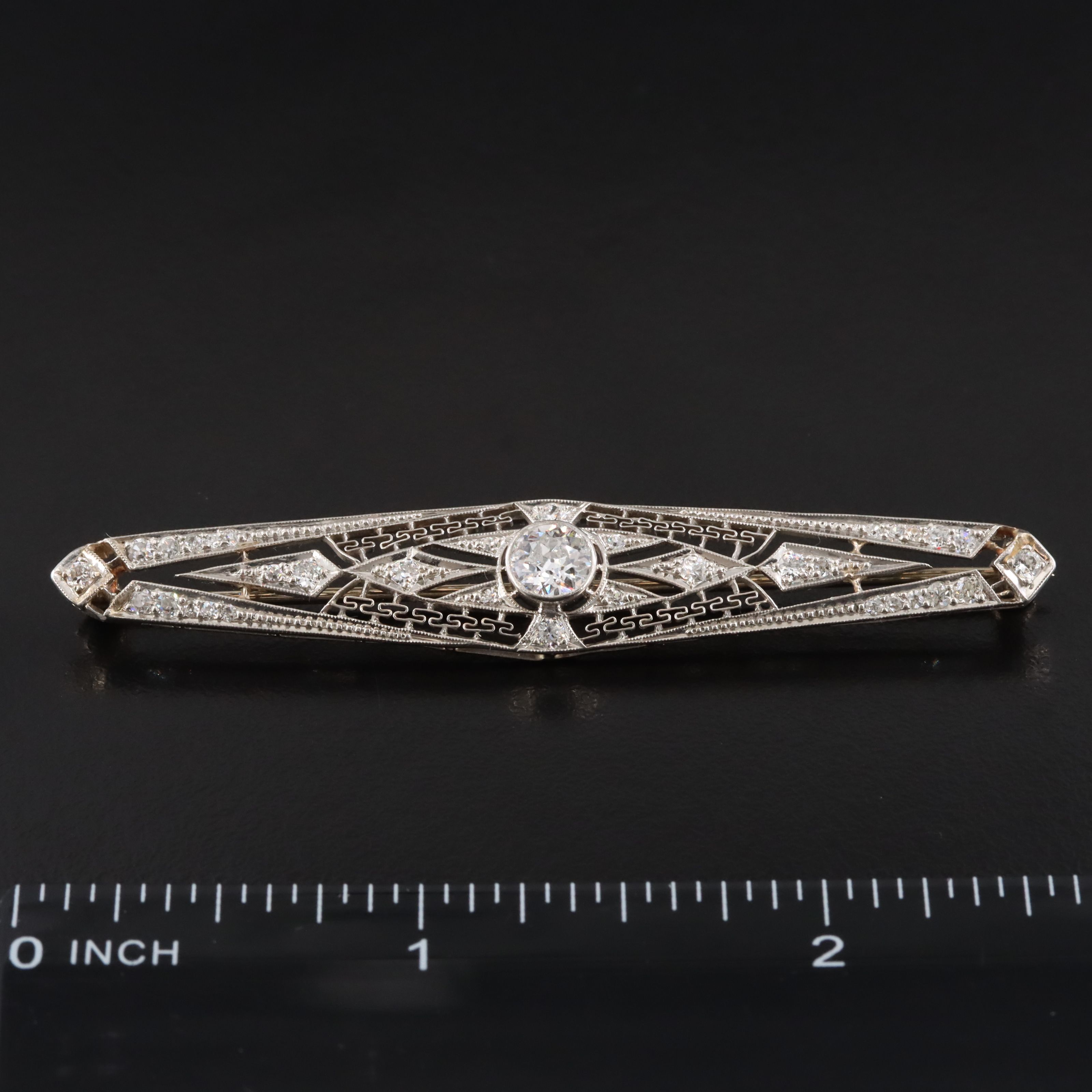 Antique Platinum 1.18 CTW Diamond Brooch