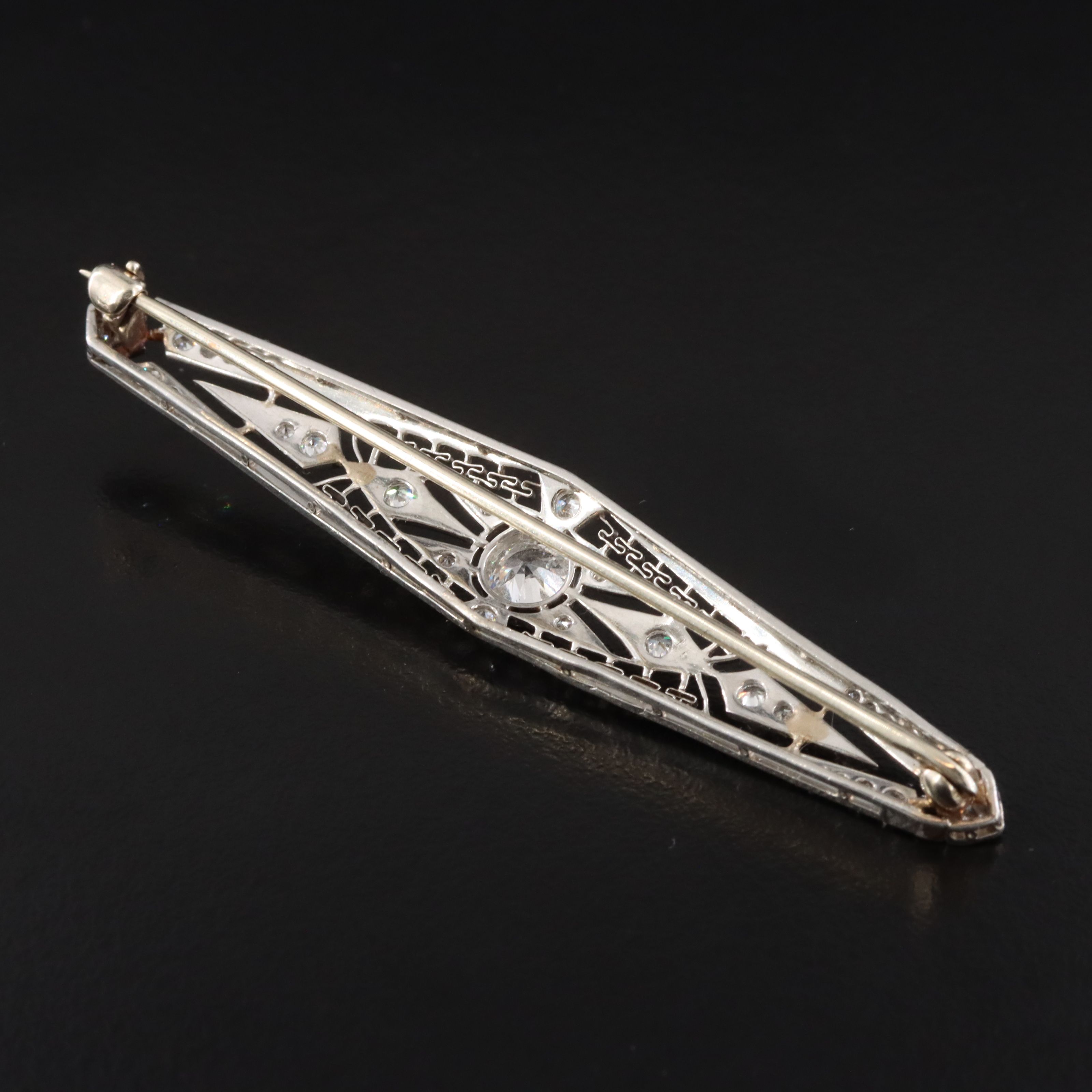 Antique Platinum 1.18 CTW Diamond Brooch