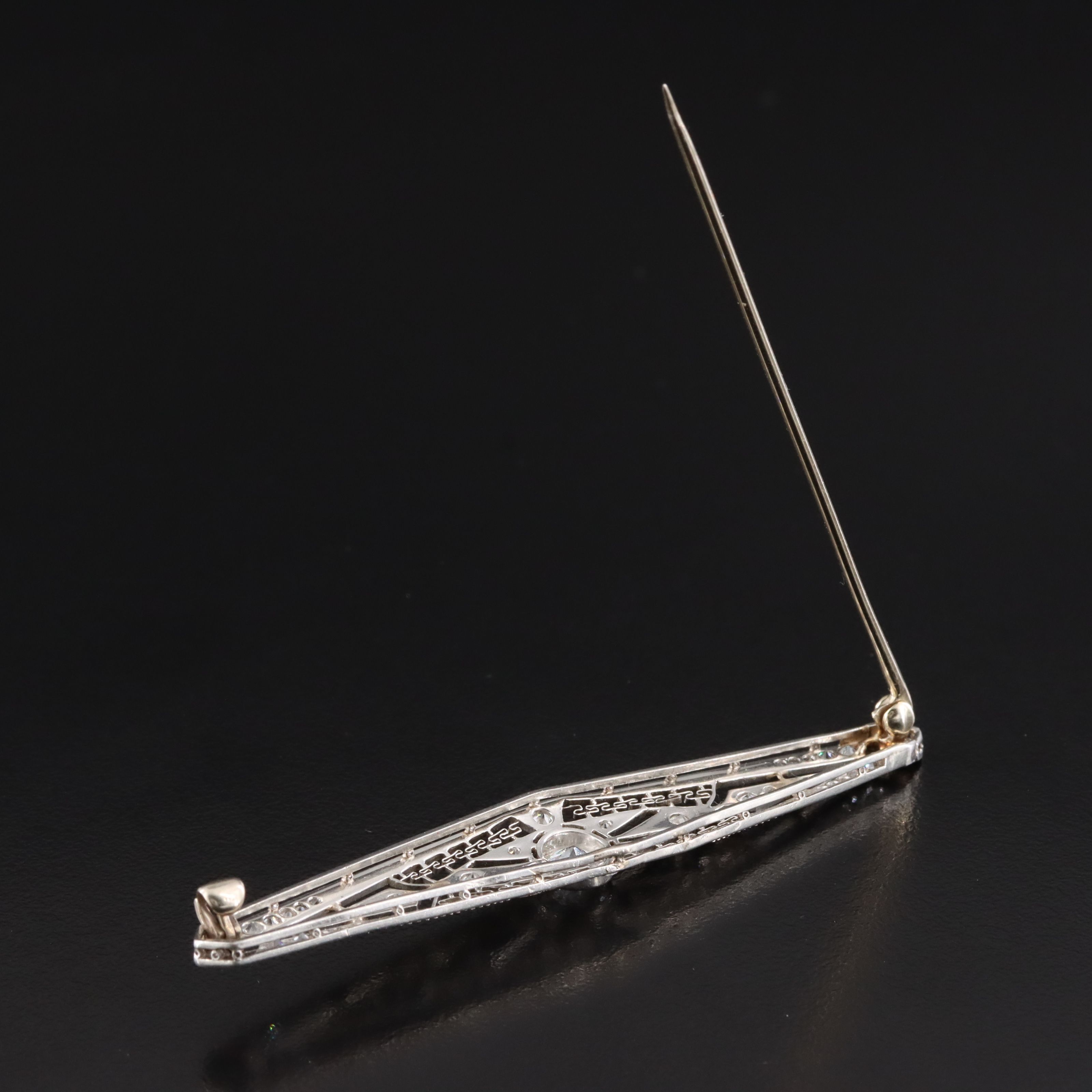 Antique Platinum 1.18 CTW Diamond Brooch