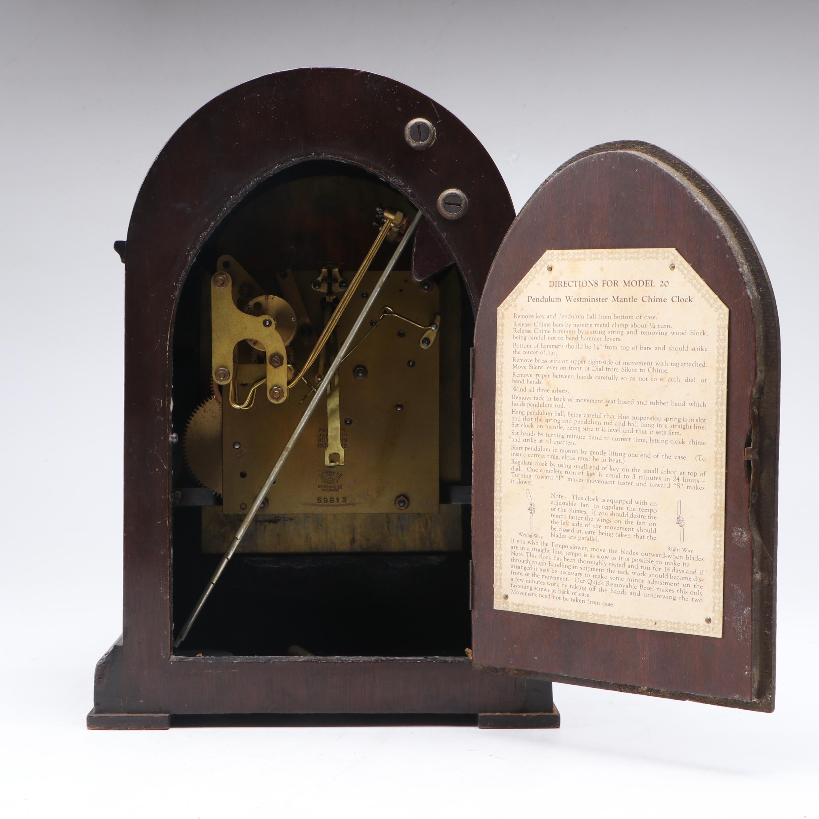 Herschede Hall Wooden Mantel Clock