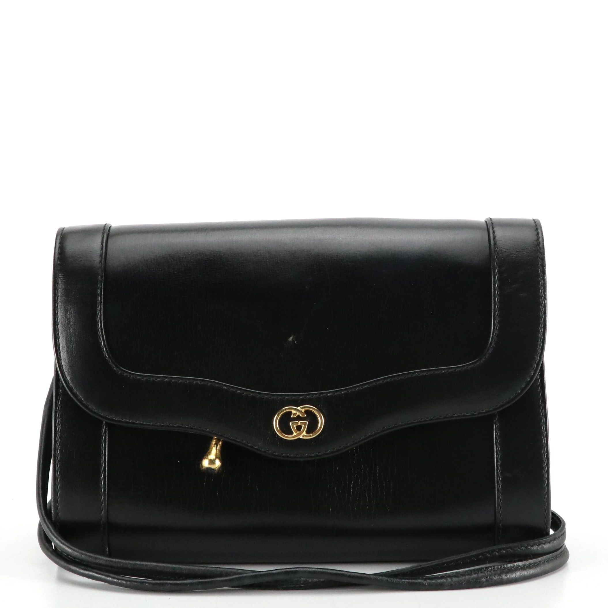 Gucci Navy Blue Leather Front-Flap Crossbody Bag