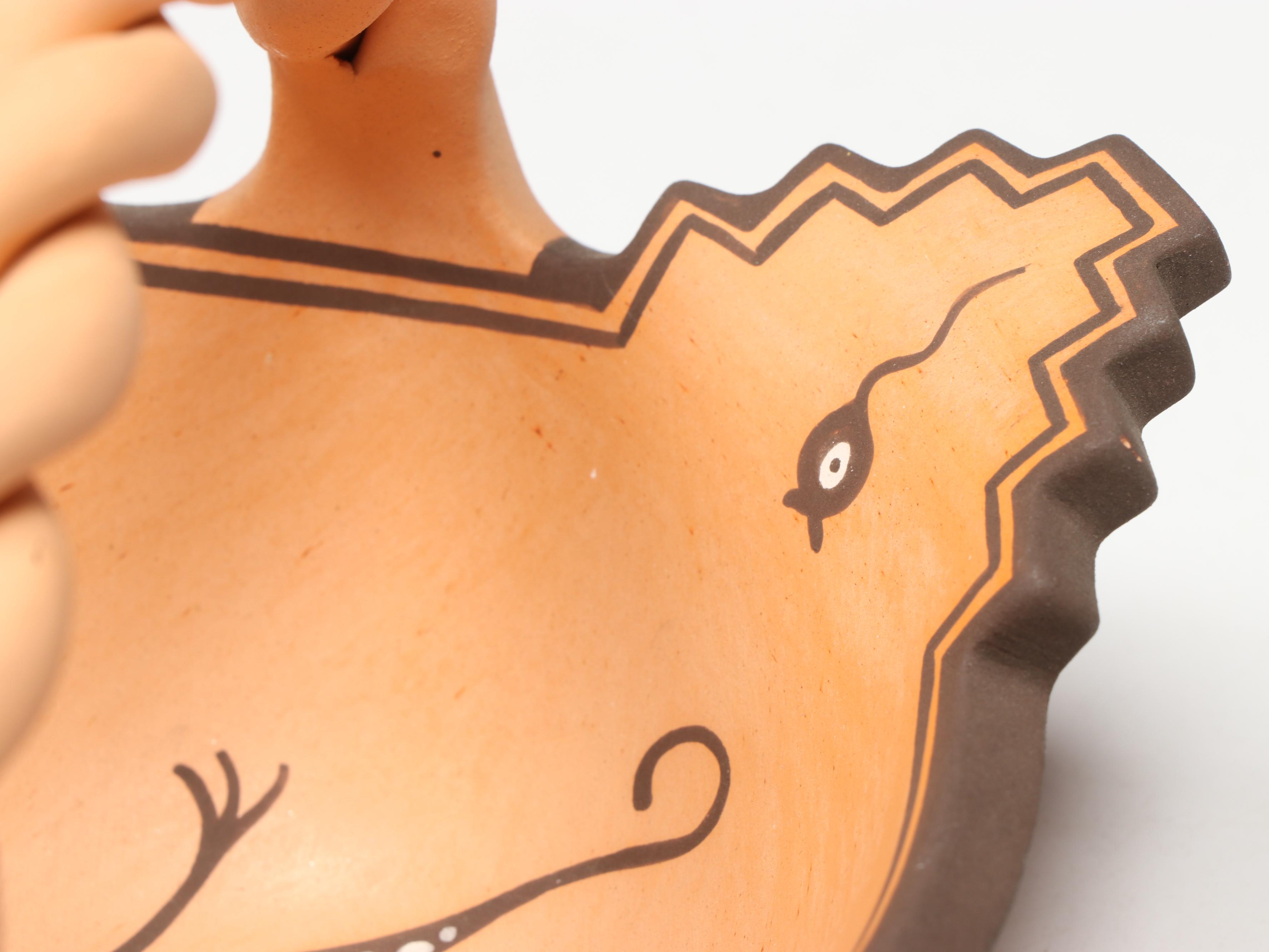 Agnes Peynetsa Zuni Pottery Basket with Lizard, Frogs, and Tadpoles, 2007