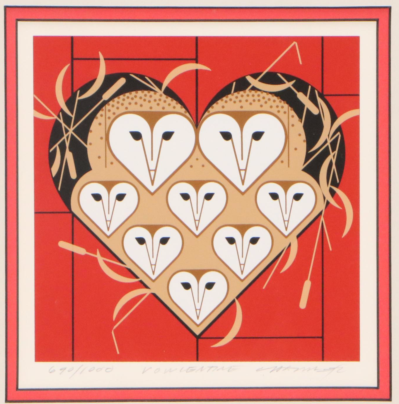 Charley Harper Serigraph "Vowlentine," 1984