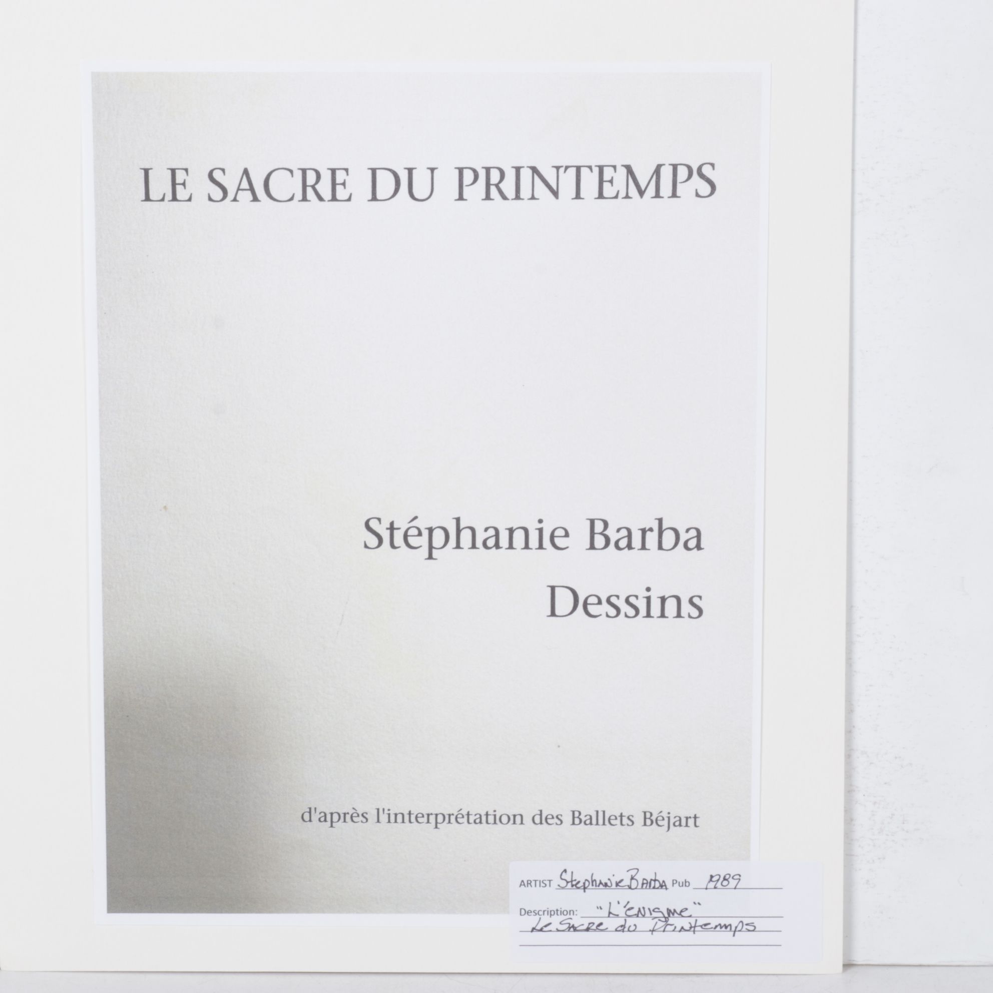 Stéphanie Barba Photogravure "L'énigme" from "Le Sacre du Printemps"