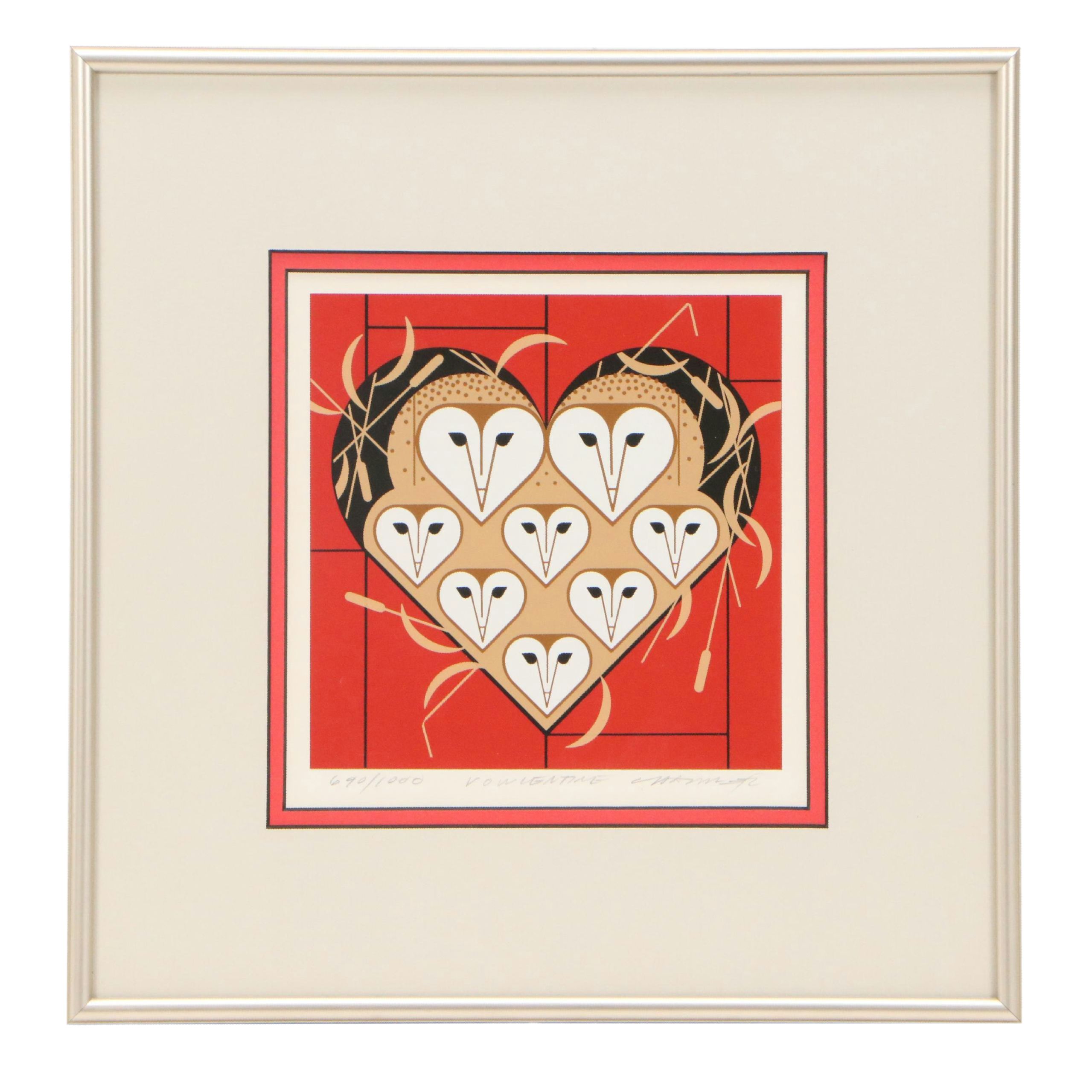 Charley Harper Serigraph "Vowlentine," 1984