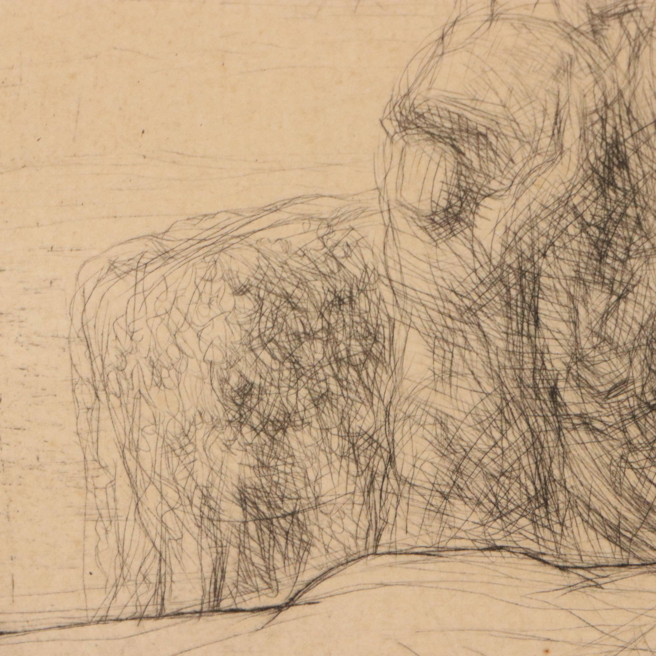 Edmund Blampied Drypoint Etching "Loading Vraic," 1926