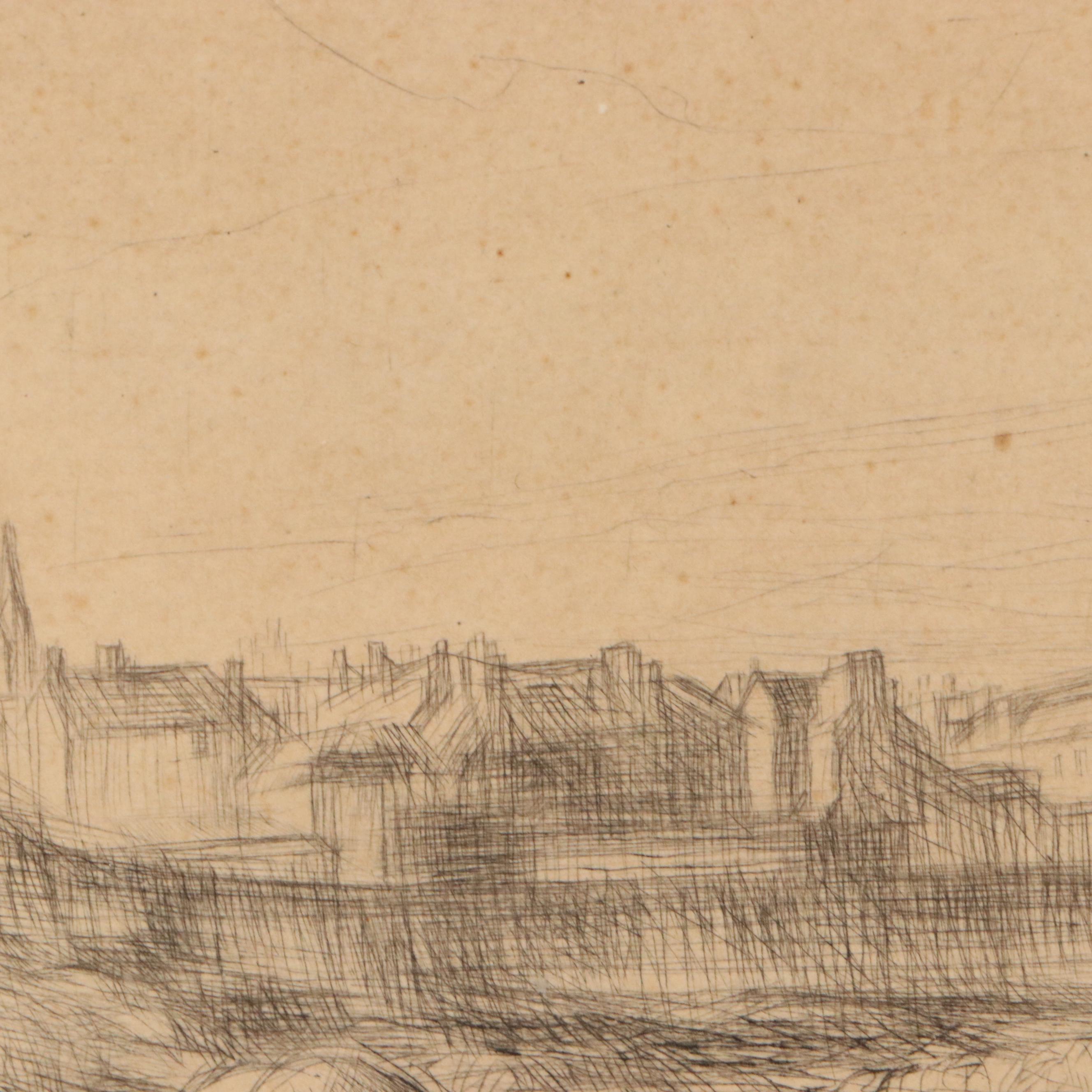 Edmund Blampied Drypoint Etching "Loading Vraic," 1926