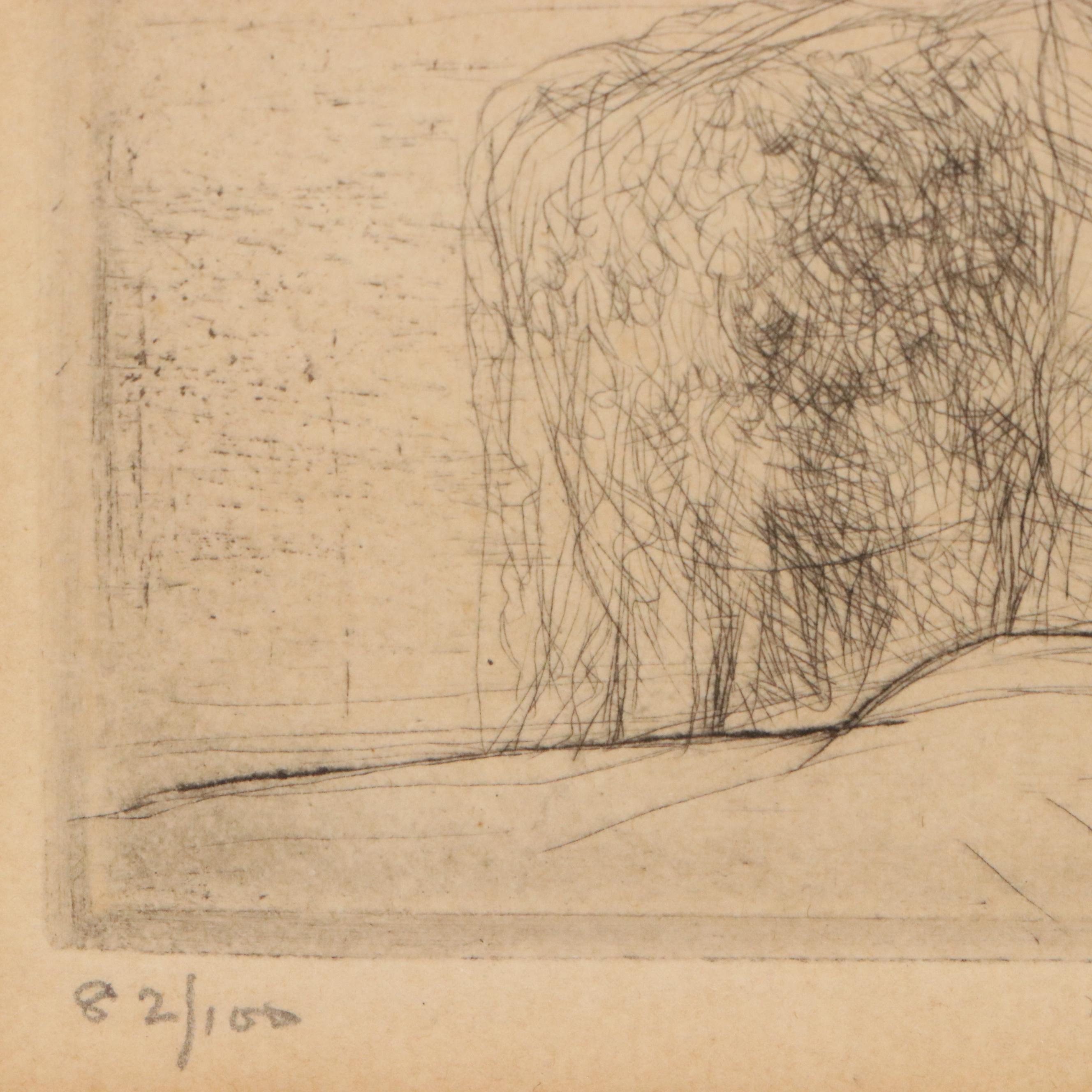 Edmund Blampied Drypoint Etching "Loading Vraic," 1926