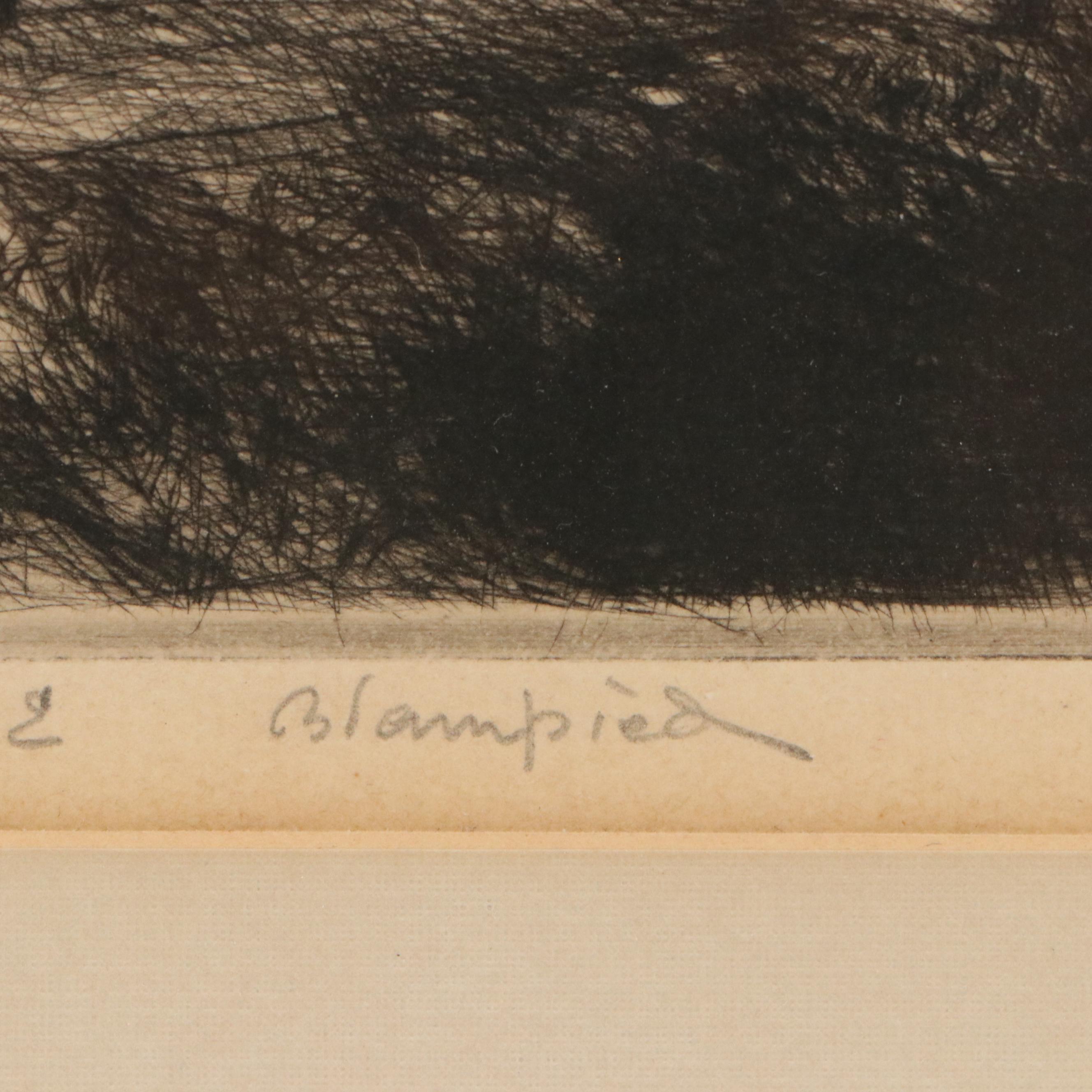 Edmund Blampied Drypoint Etching "Loading Vraic," 1926