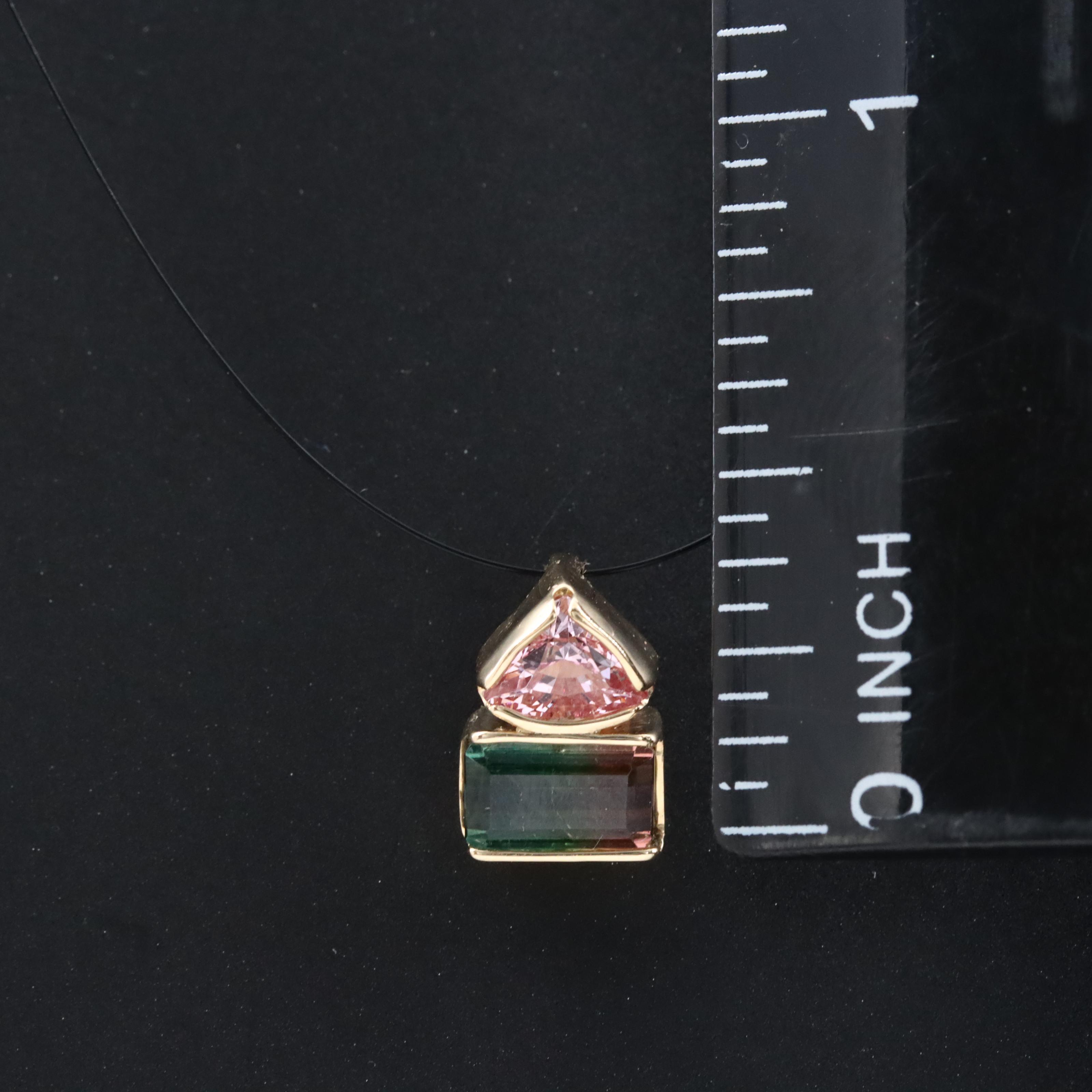 14K Bi-Color Tourmaline and Spinel Pendant
