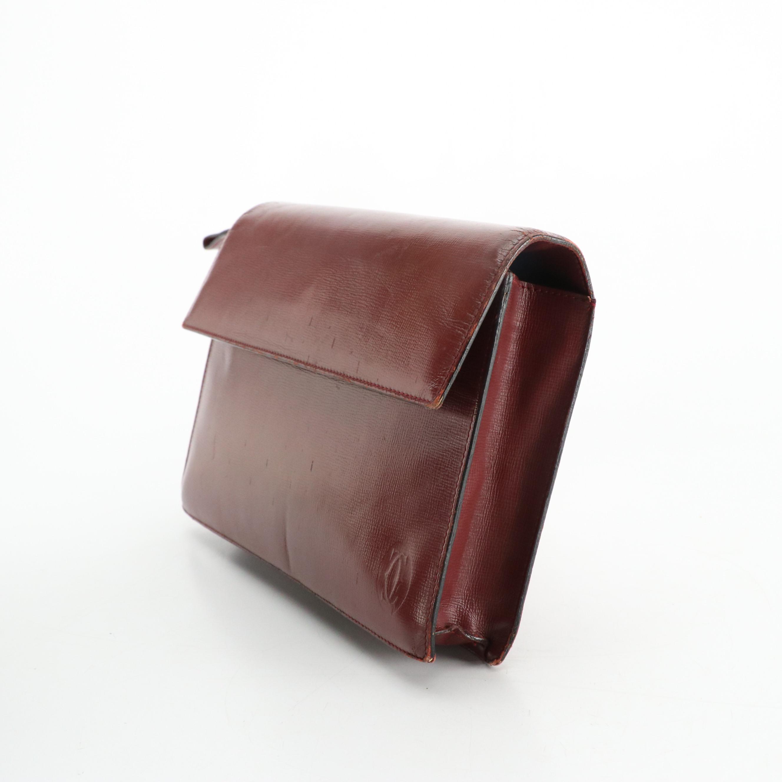 Cartier Flap Clutch in Textured Burgundy Leather
