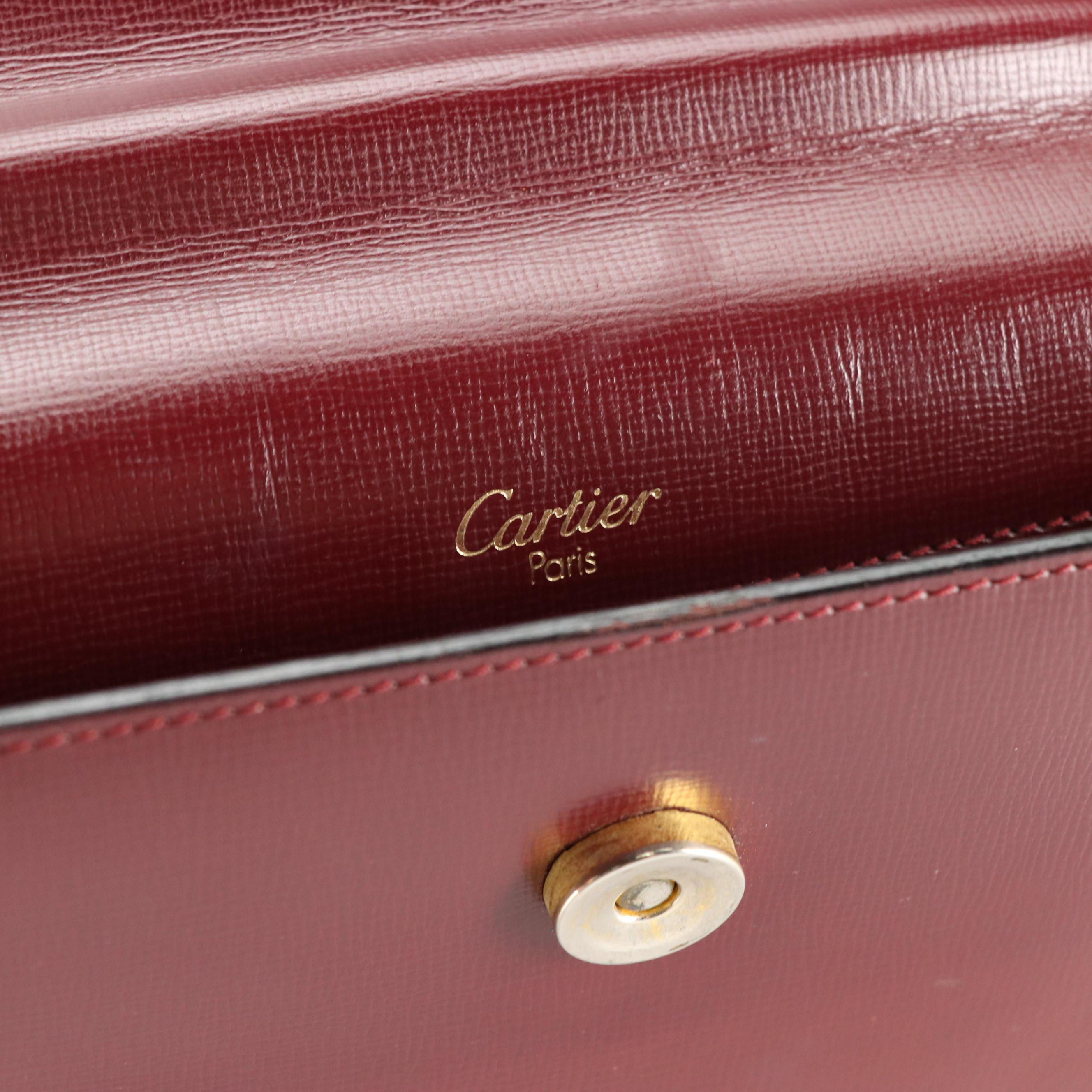 Cartier Flap Clutch in Textured Burgundy Leather