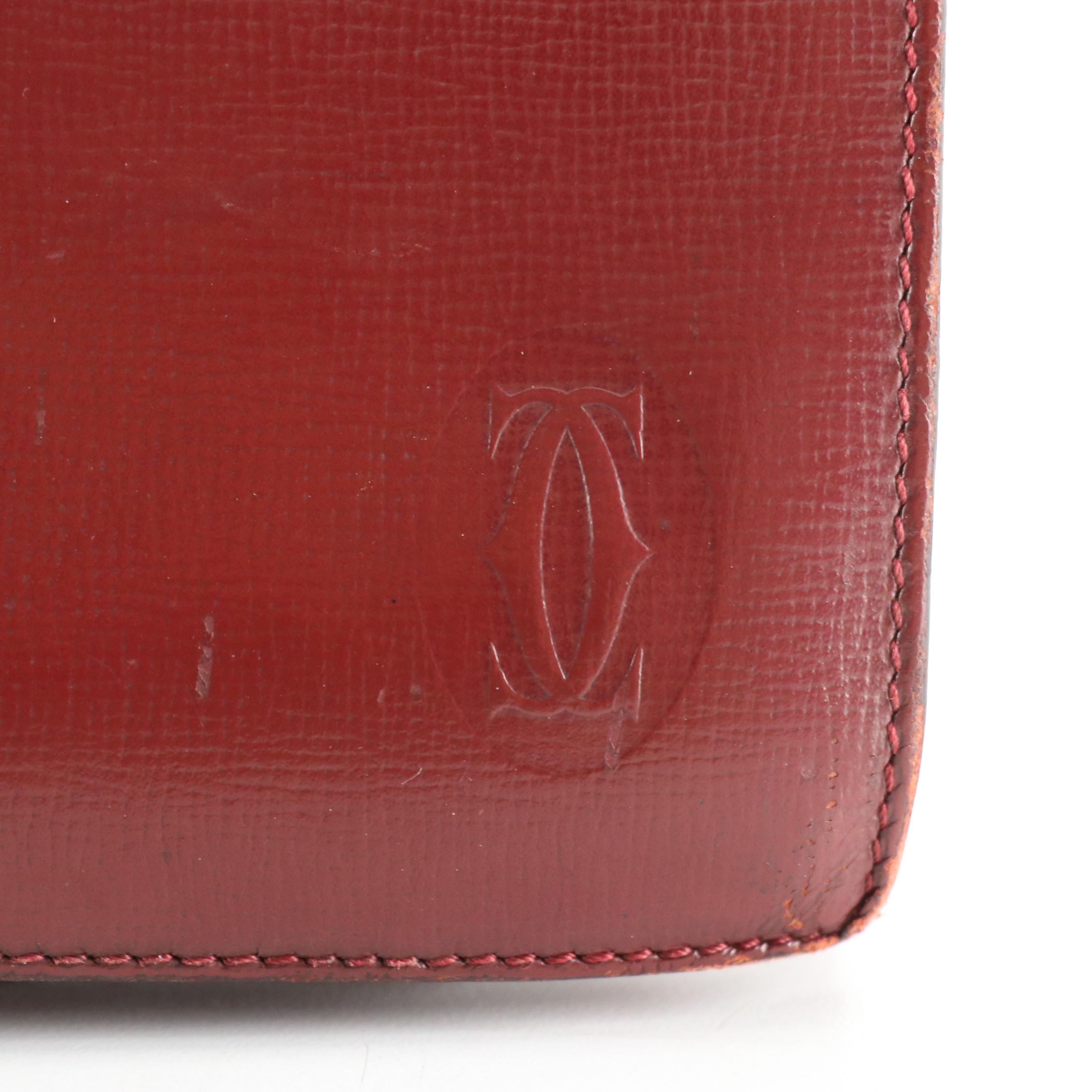 Cartier Flap Clutch in Textured Burgundy Leather