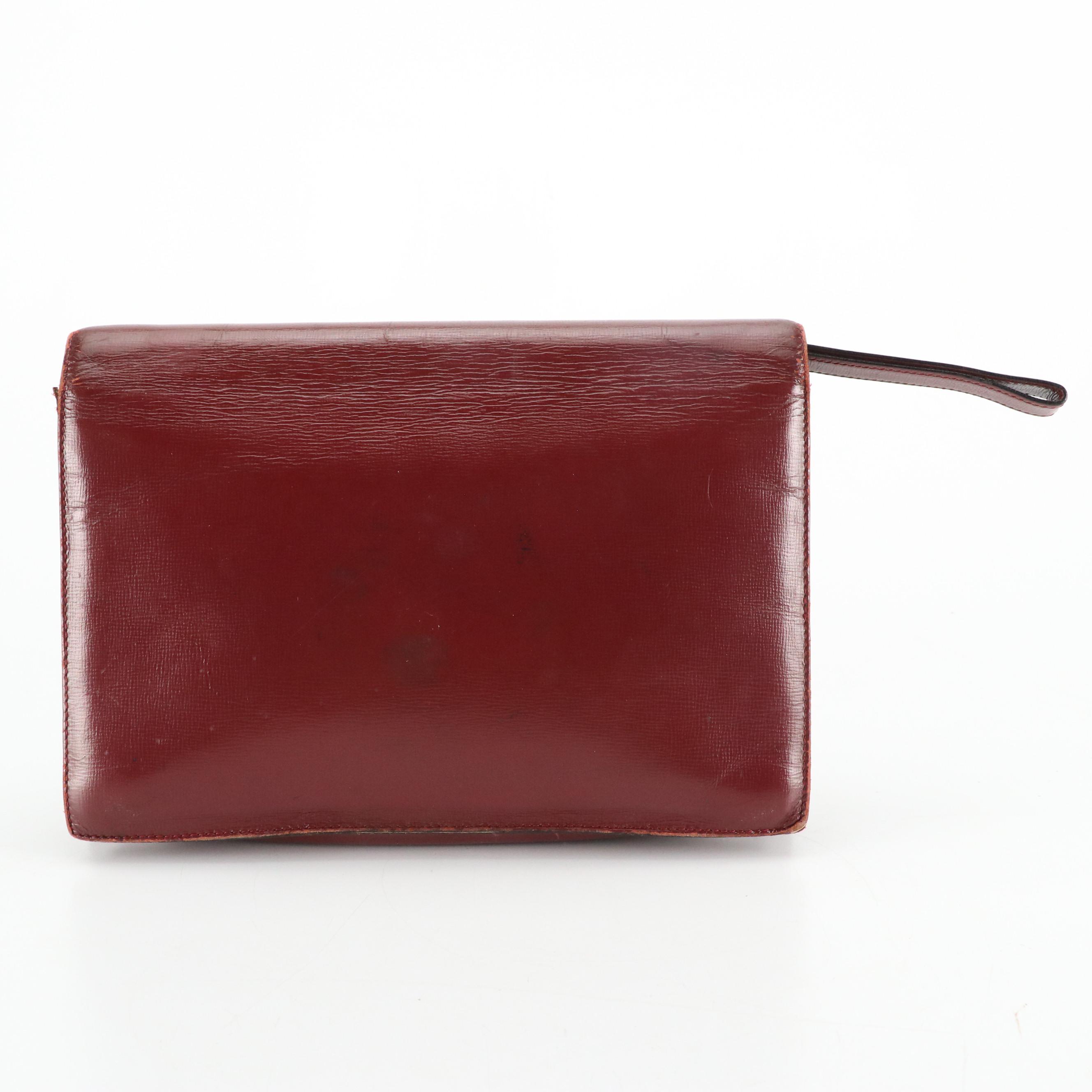 Cartier Flap Clutch in Textured Burgundy Leather