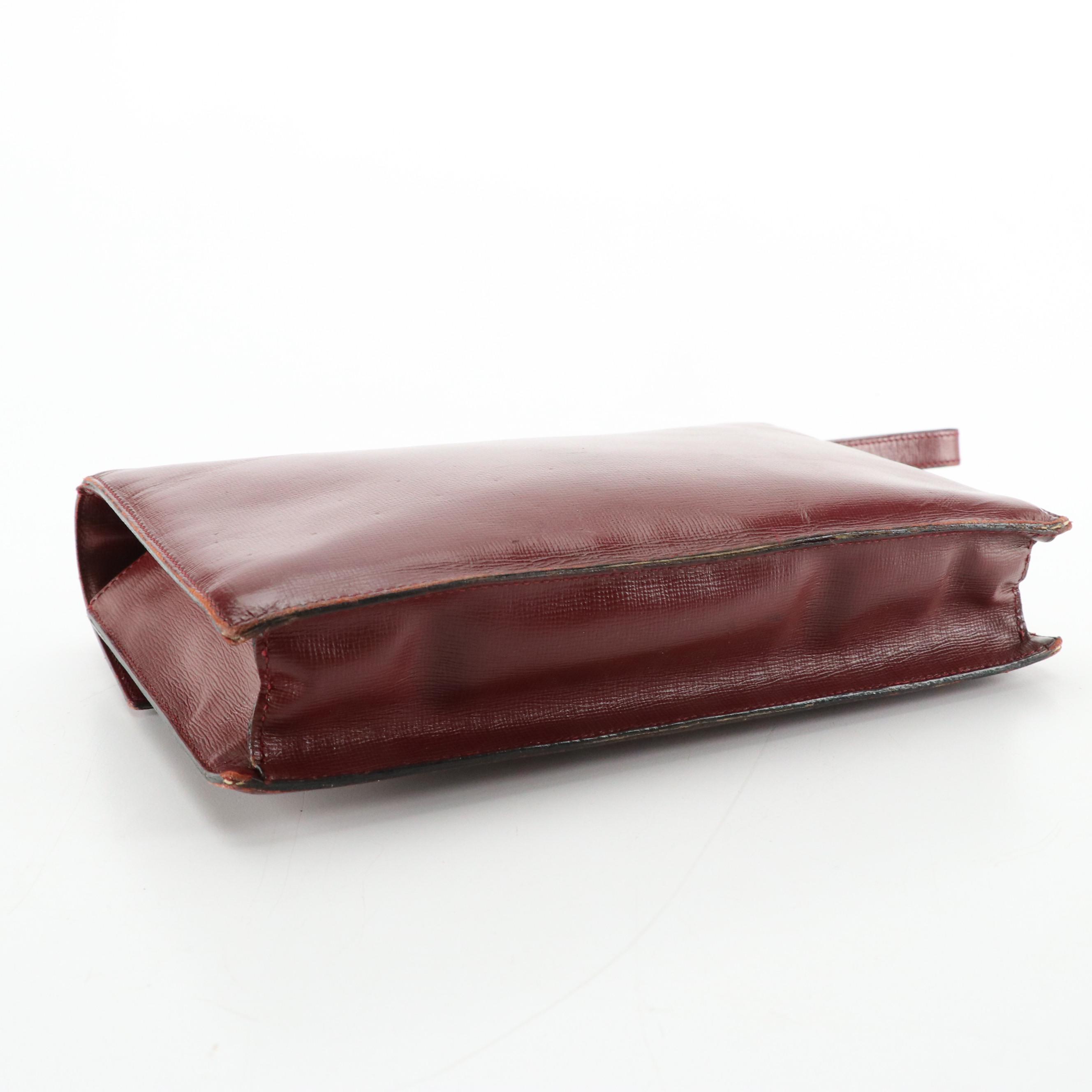 Cartier Flap Clutch in Textured Burgundy Leather