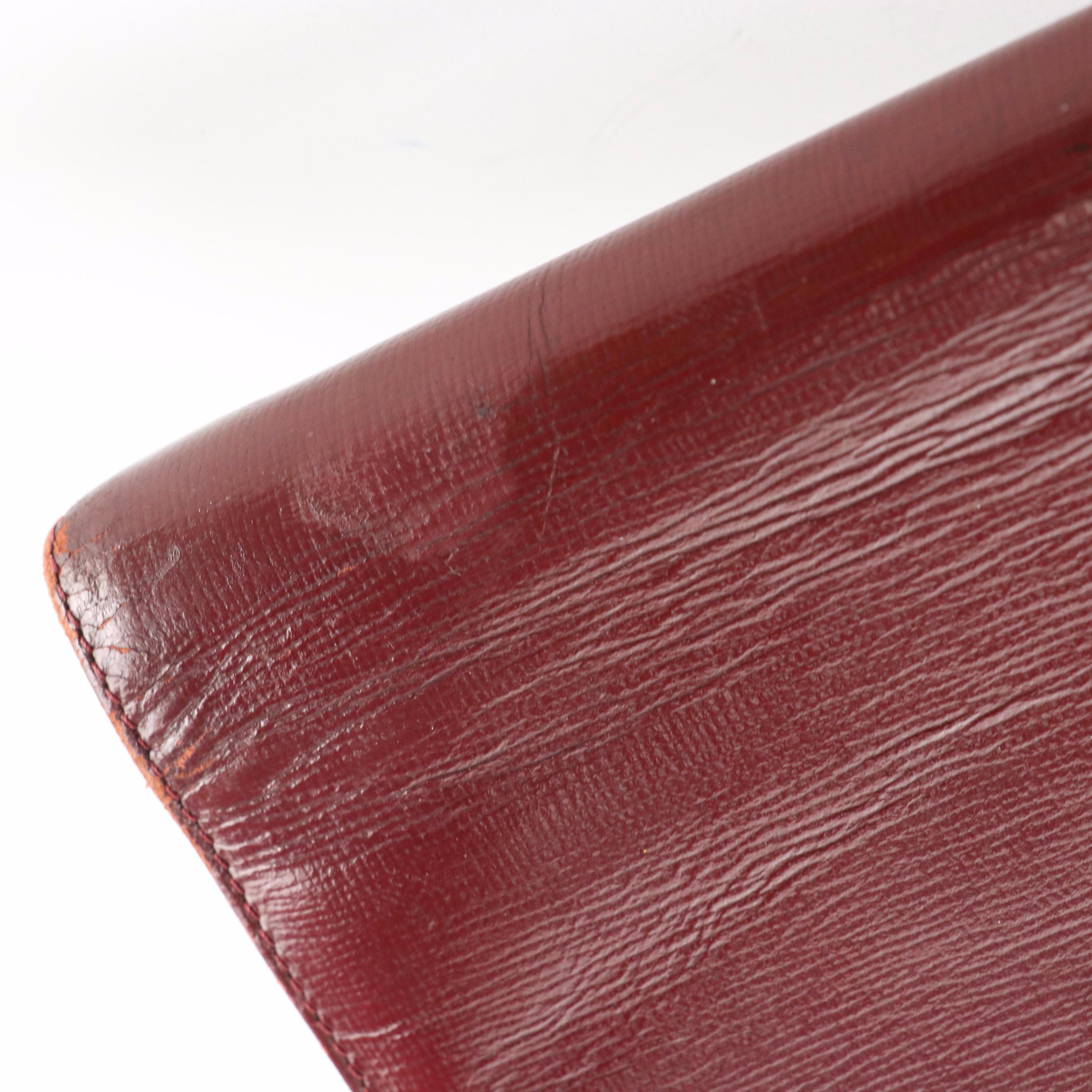 Cartier Flap Clutch in Textured Burgundy Leather