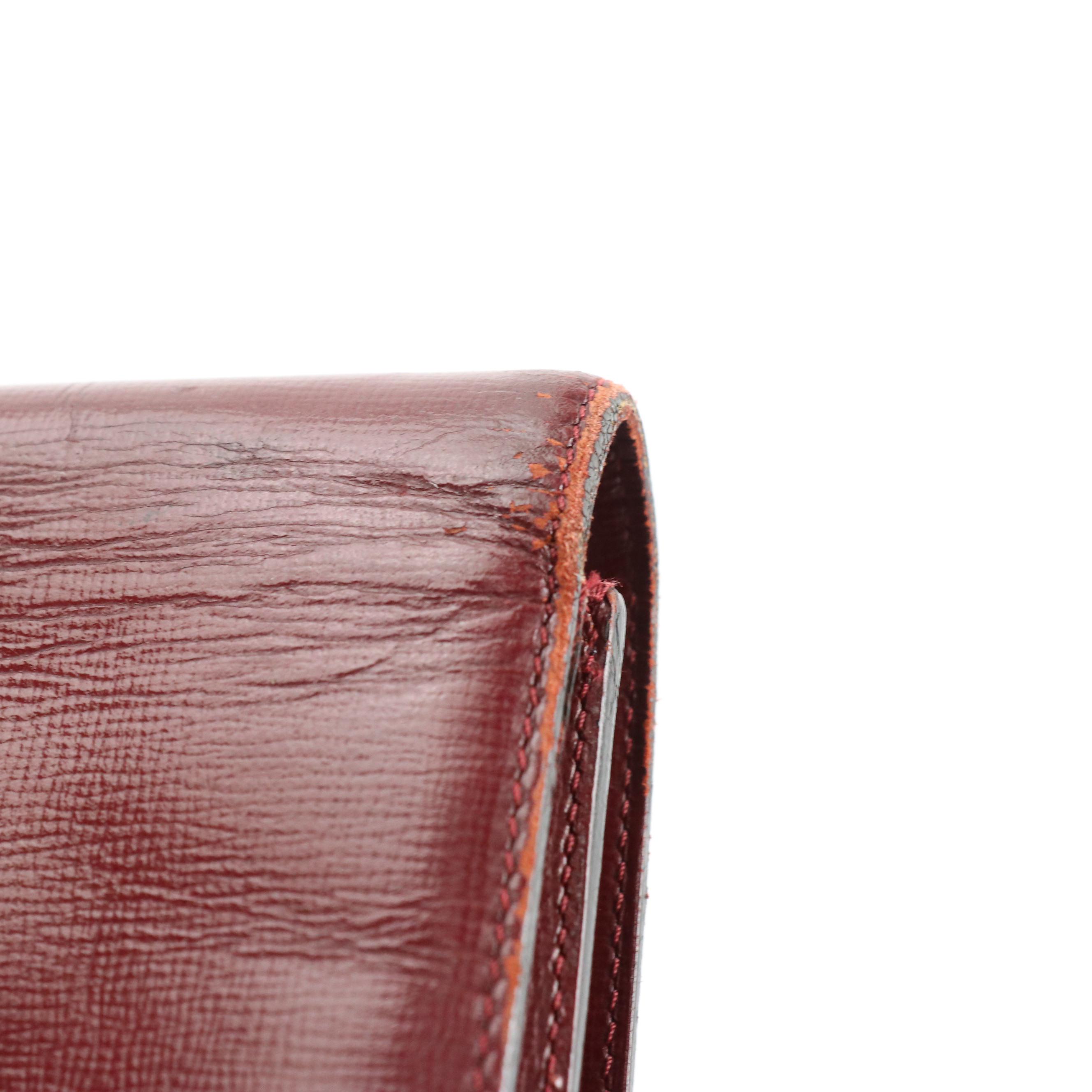 Cartier Flap Clutch in Textured Burgundy Leather