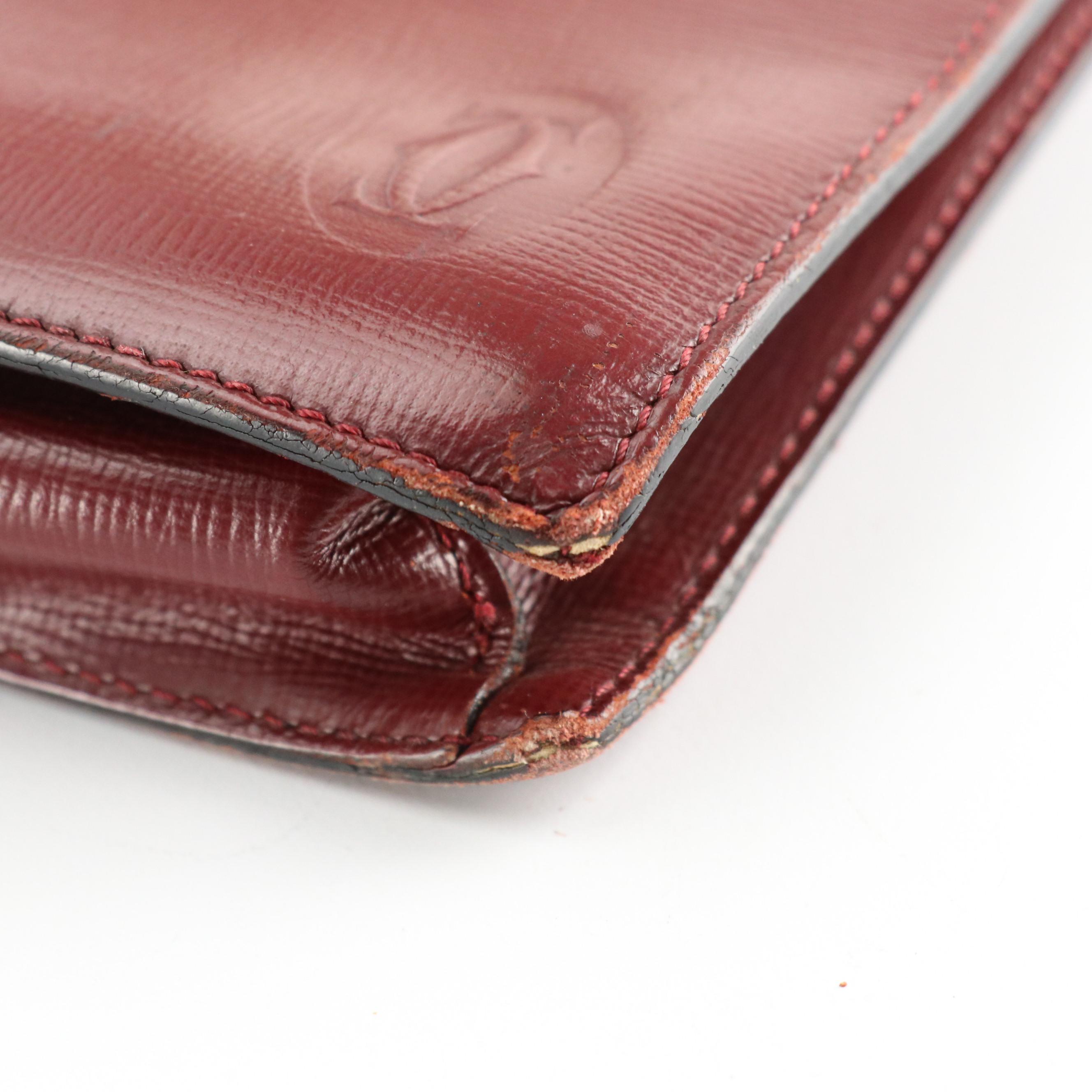 Cartier Flap Clutch in Textured Burgundy Leather