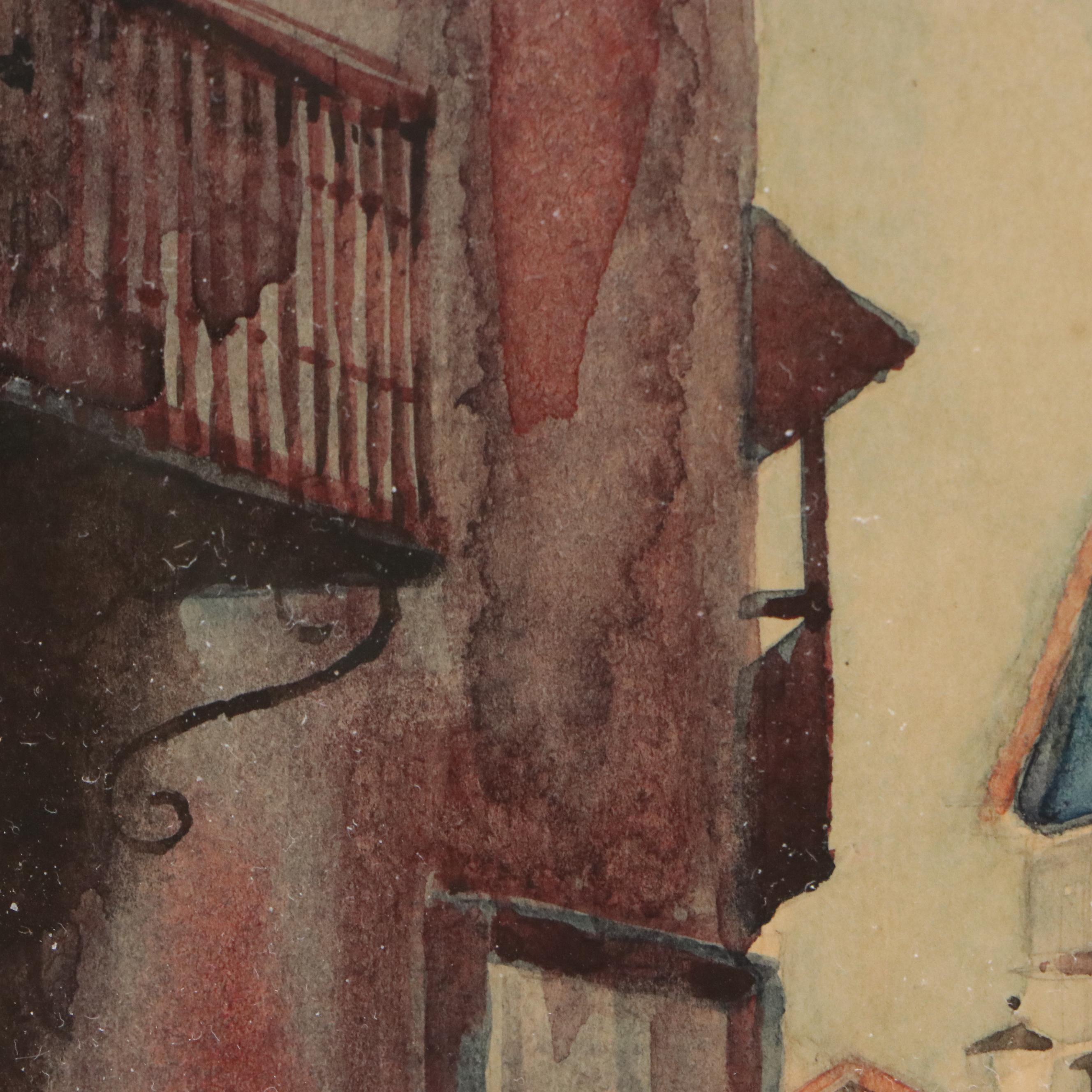 Emilio Garcia Cahero Watercolor Painting "El Paso," Early 20th Century