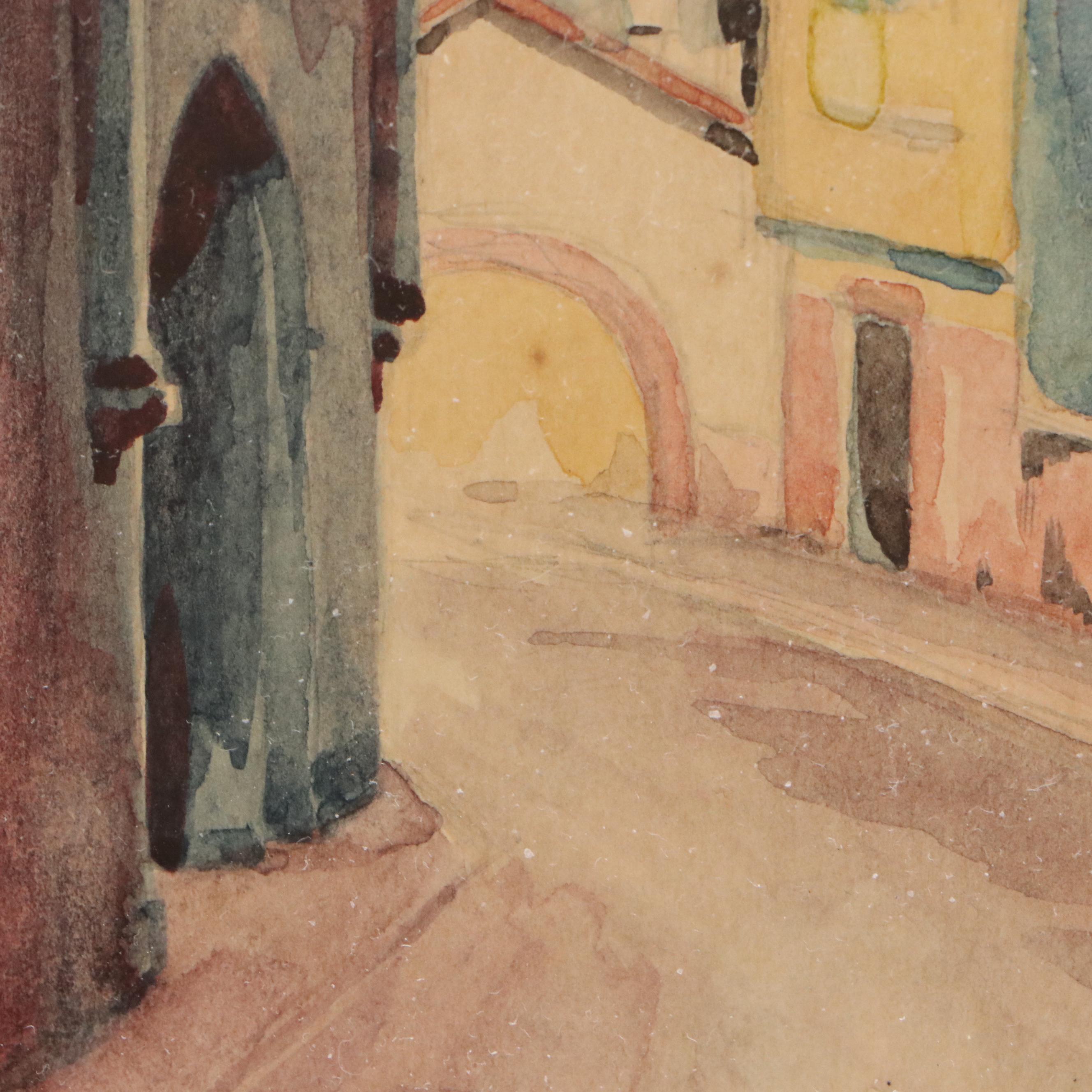 Emilio Garcia Cahero Watercolor Painting "El Paso," Early 20th Century