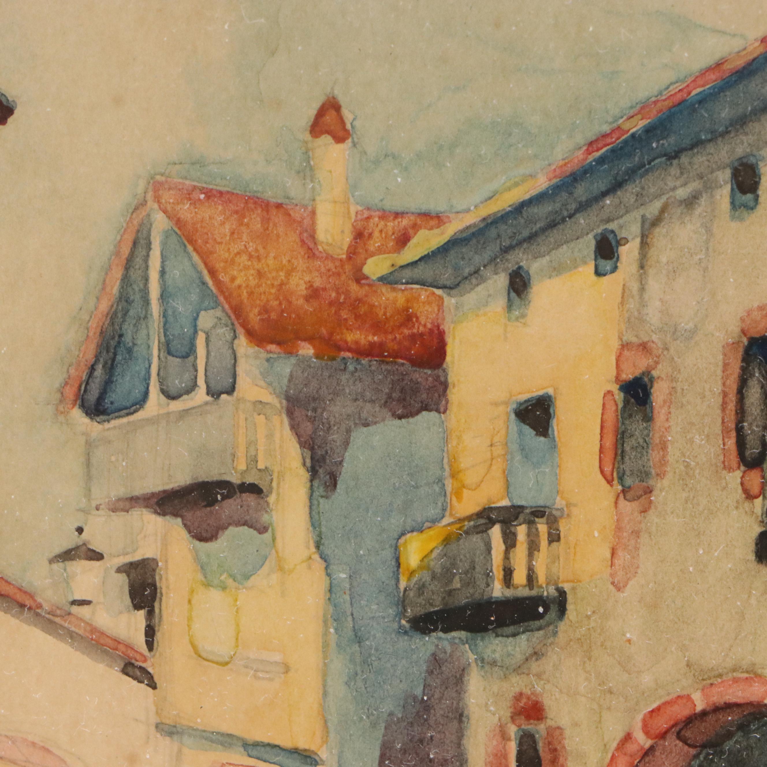 Emilio Garcia Cahero Watercolor Painting "El Paso," Early 20th Century